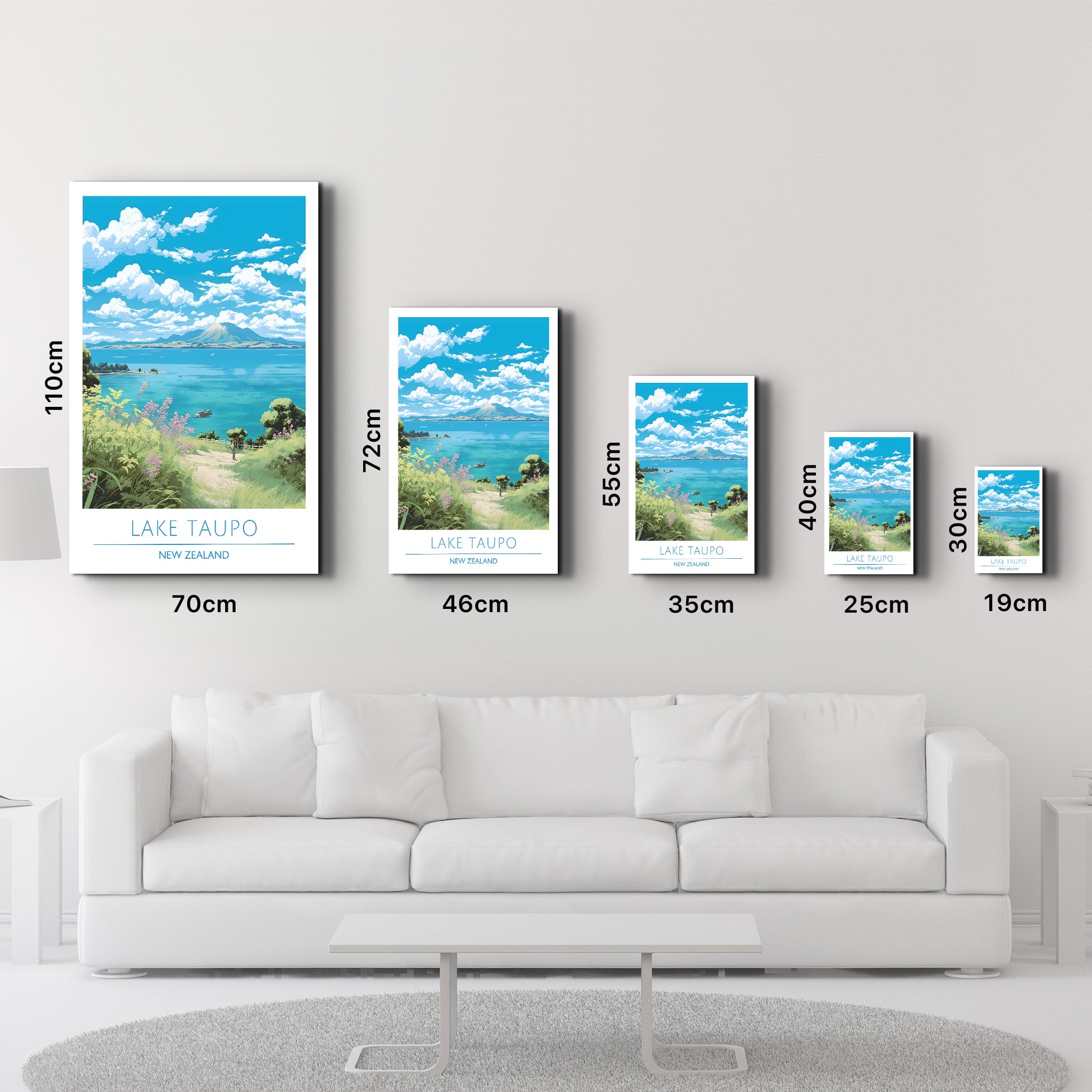 Lake Taupo Neuseeland-Reiseposter | <tc>Glasbild</tc>