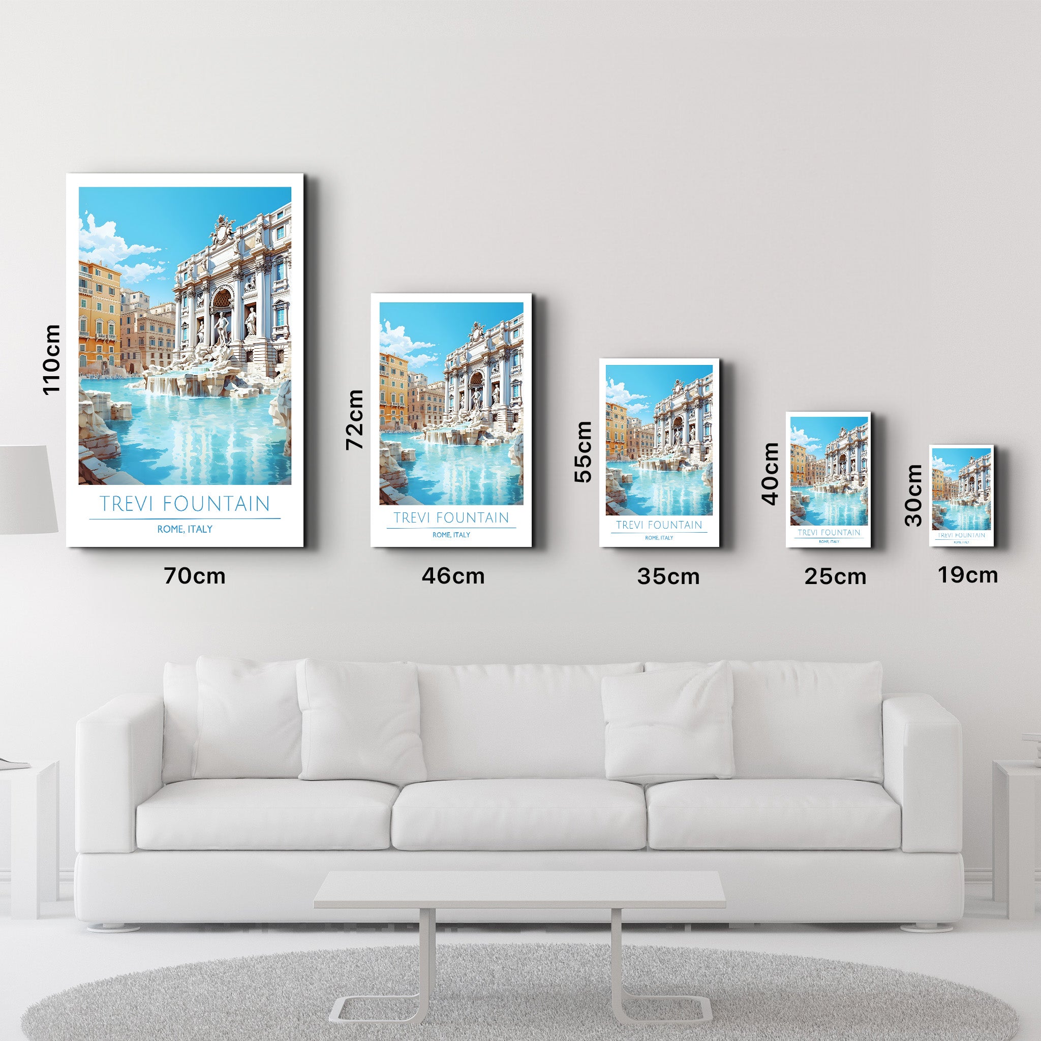 Trevi-Brunnen-Rom Italien-Reiseposter | <tc>Glasbild</tc>