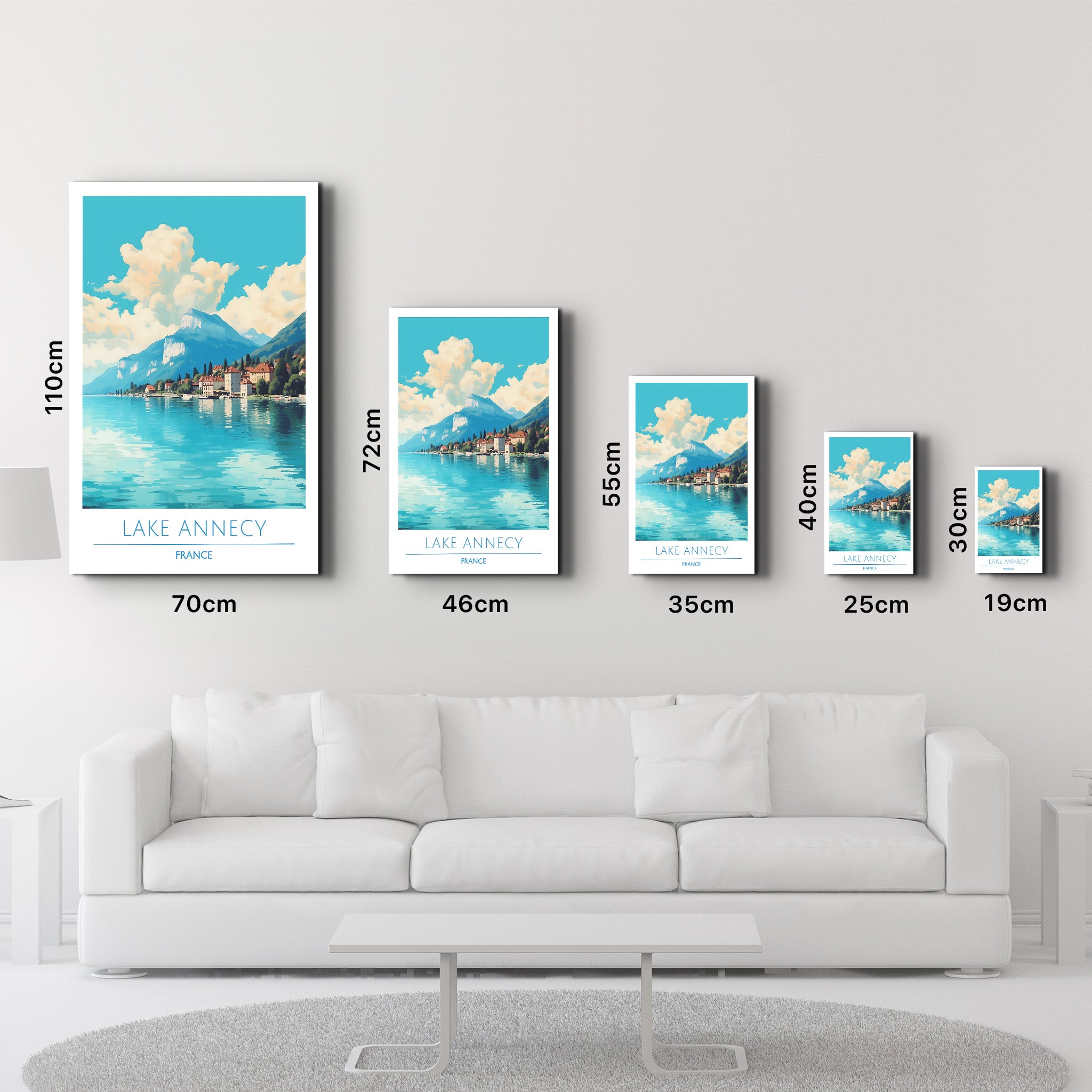 Lake Annecy Frankreich-Reiseposter | <tc>Glasbild</tc>