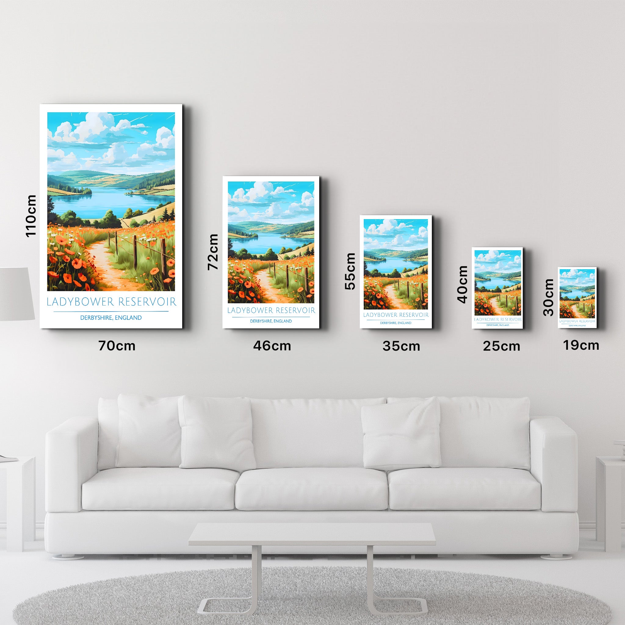 Ladybower Reservoir-Derbyshire England-Travel Posters | Glass Wall Art