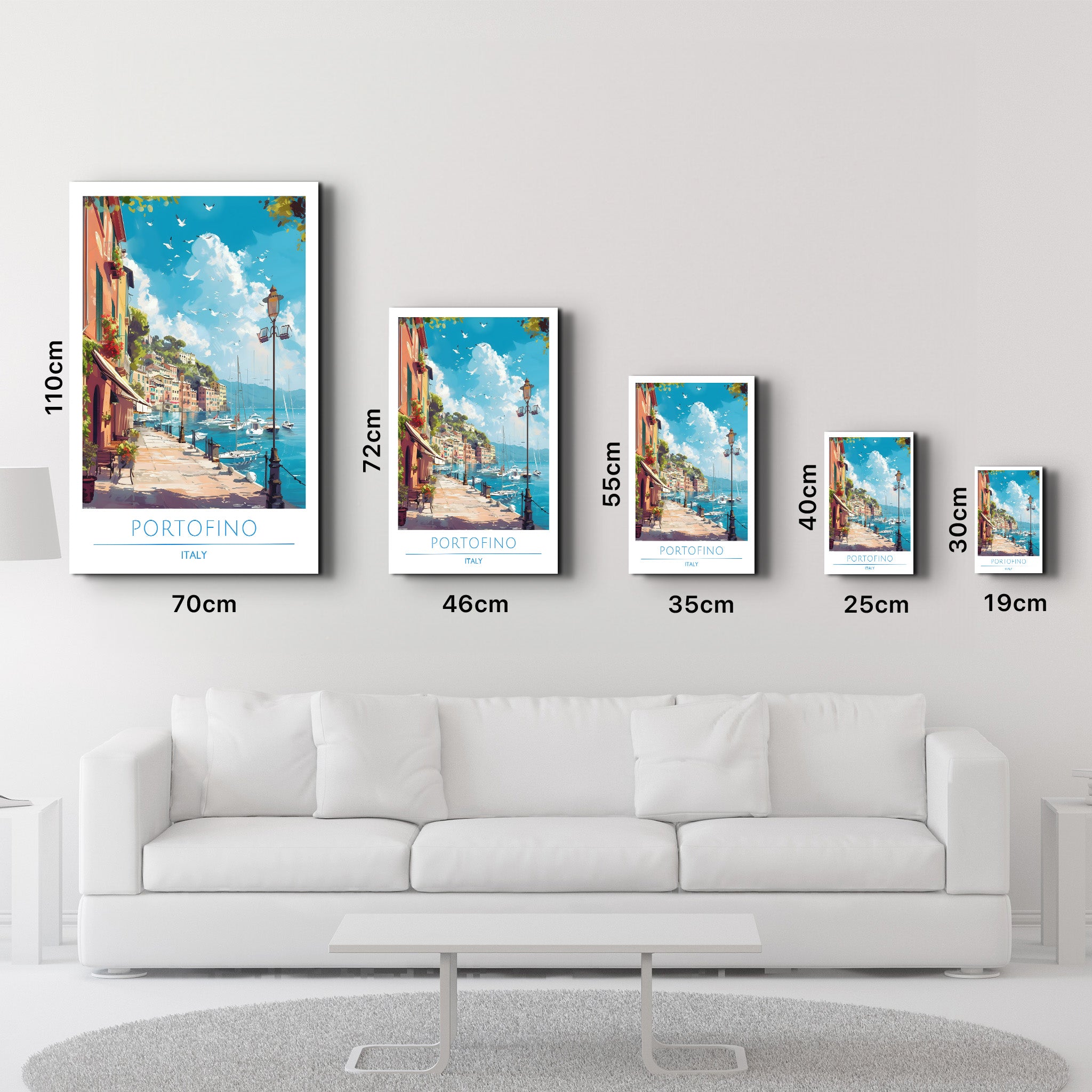 Portofino Italien-Reiseposter | <tc>Glasbild</tc>