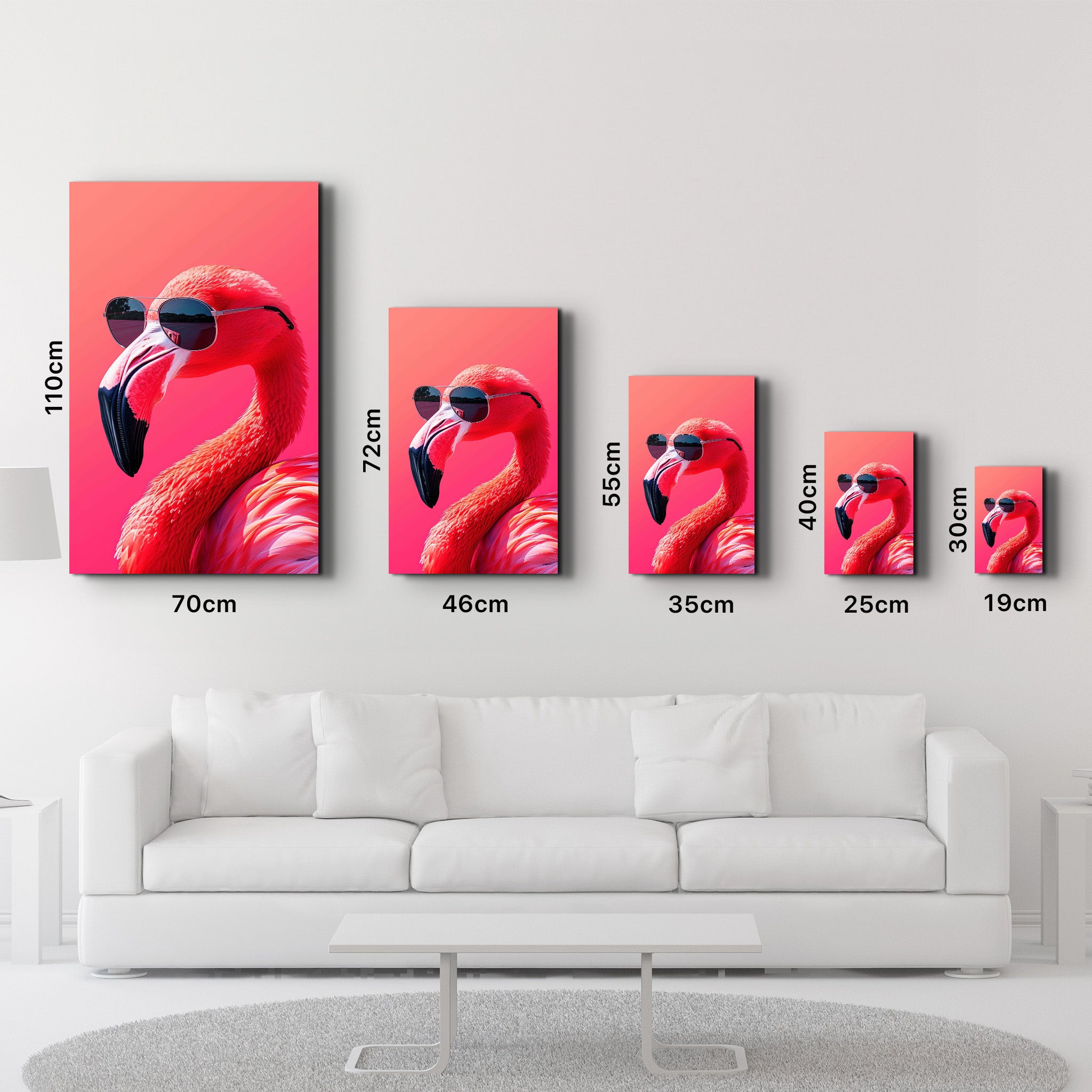 Stylish Pink Flamingo - Glass Wall Art