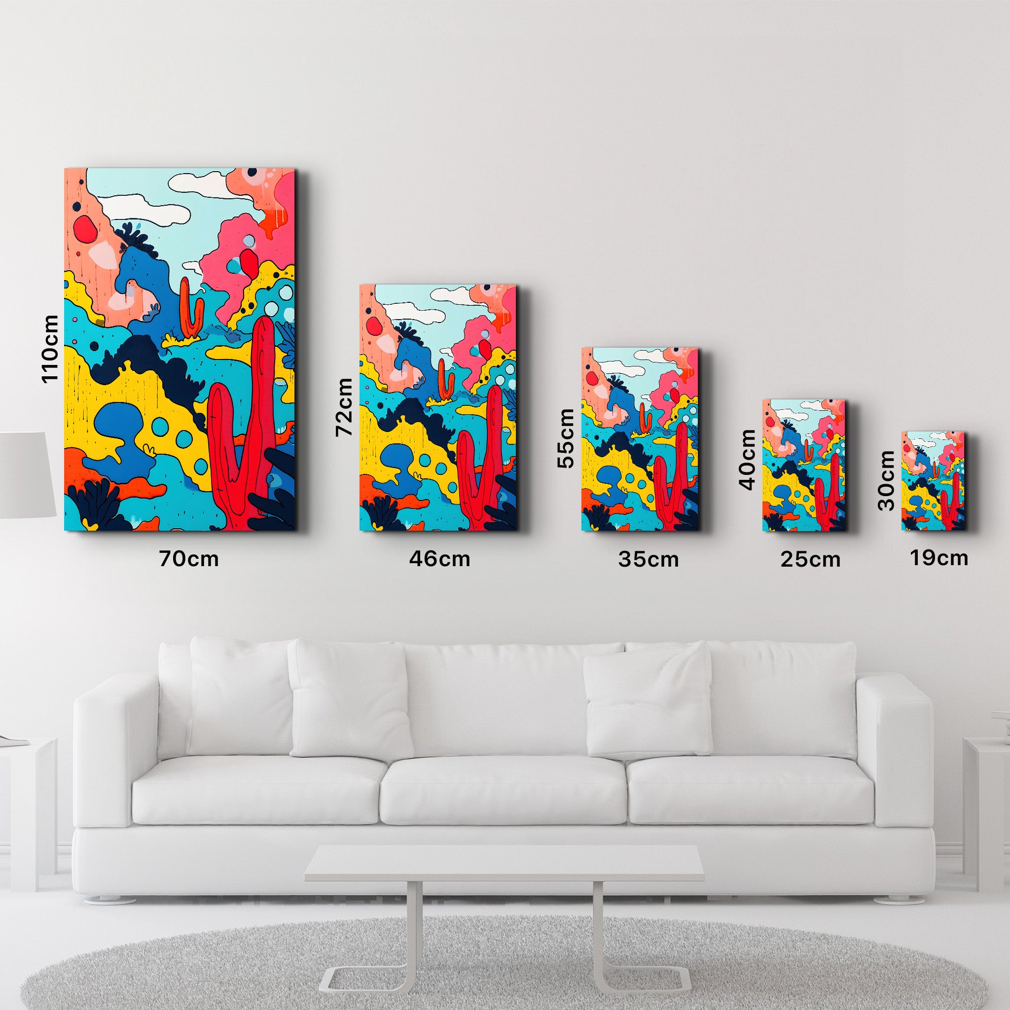 Colorful Cactus Abstract - Glass Wall Art