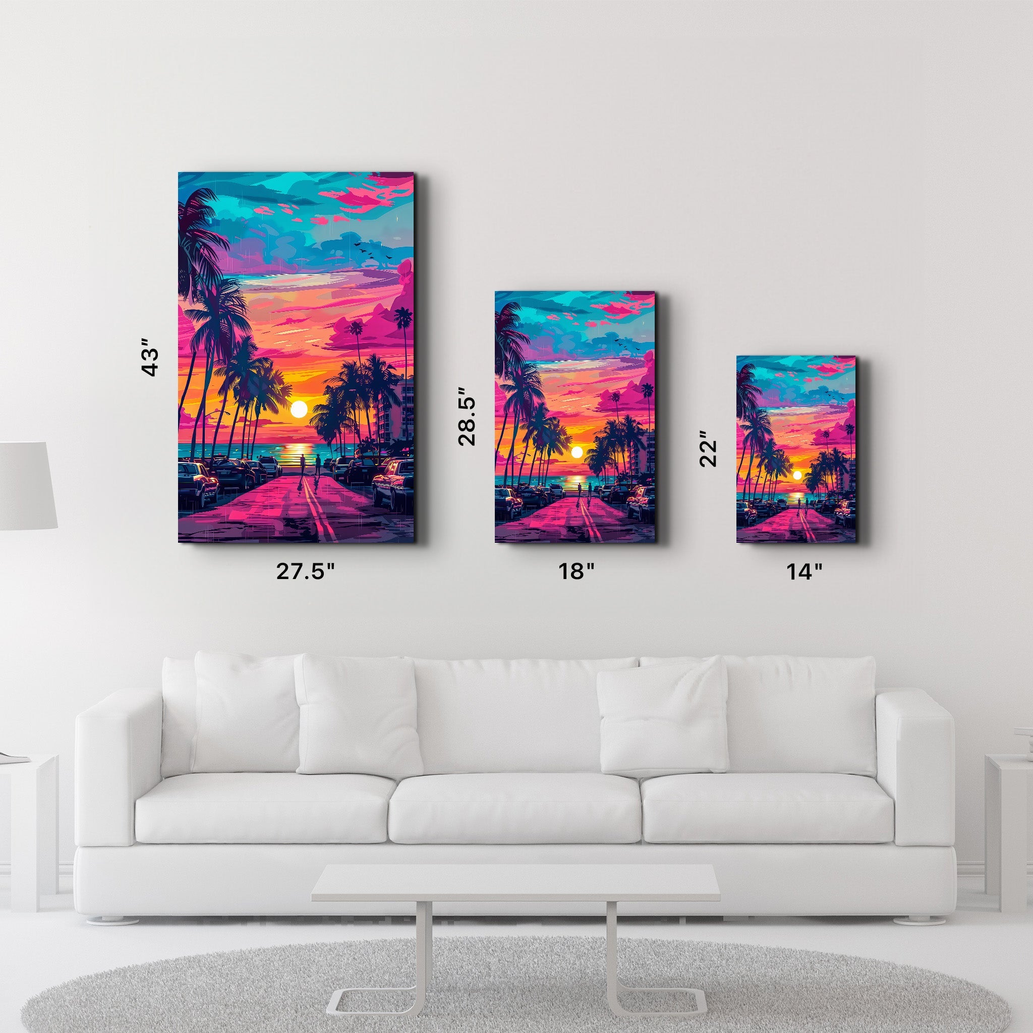 Coucher de soleil MiaMi | Art mural en verre de la collection Designers