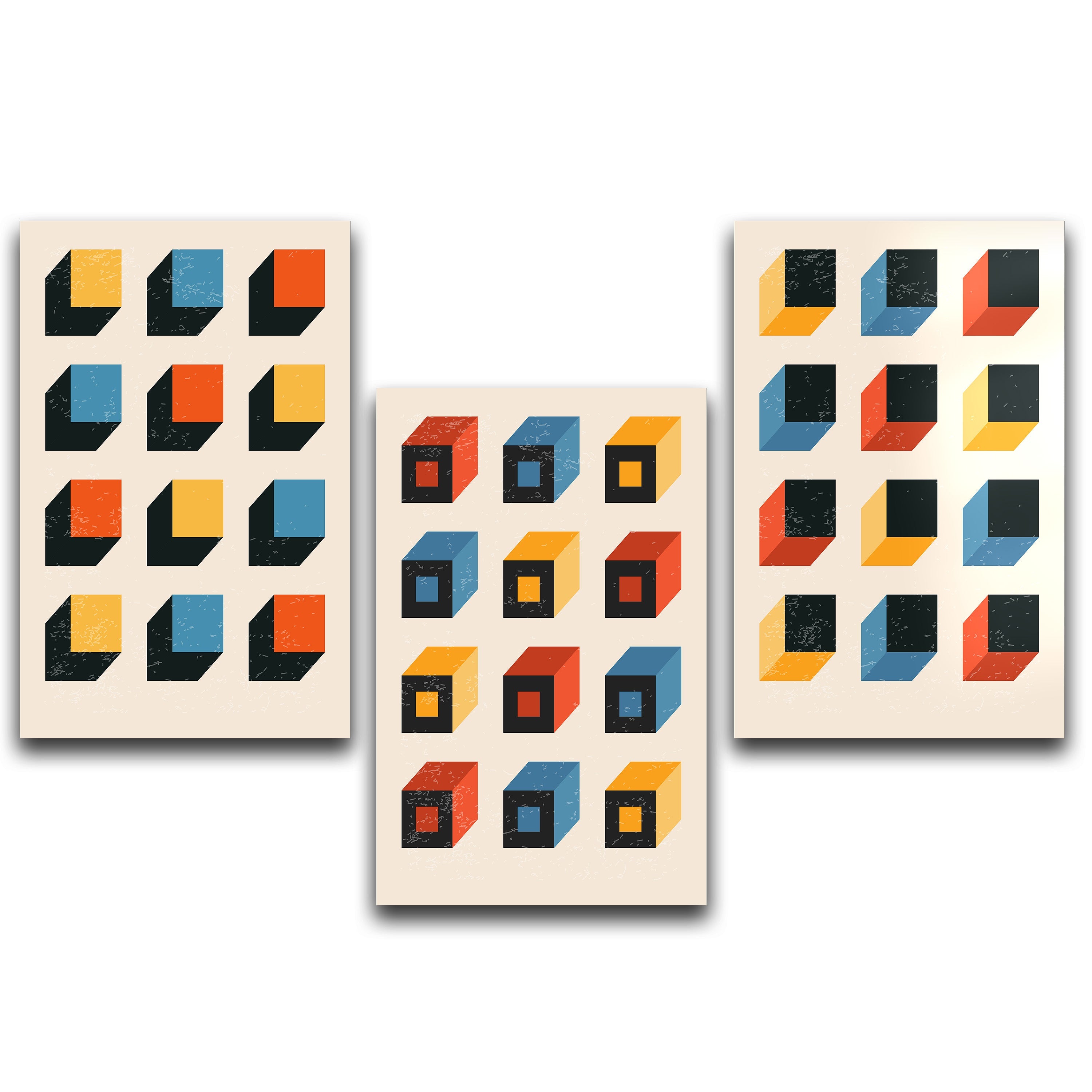 ."Cubes". Contemporary Gallery Collection Glass Wall Art