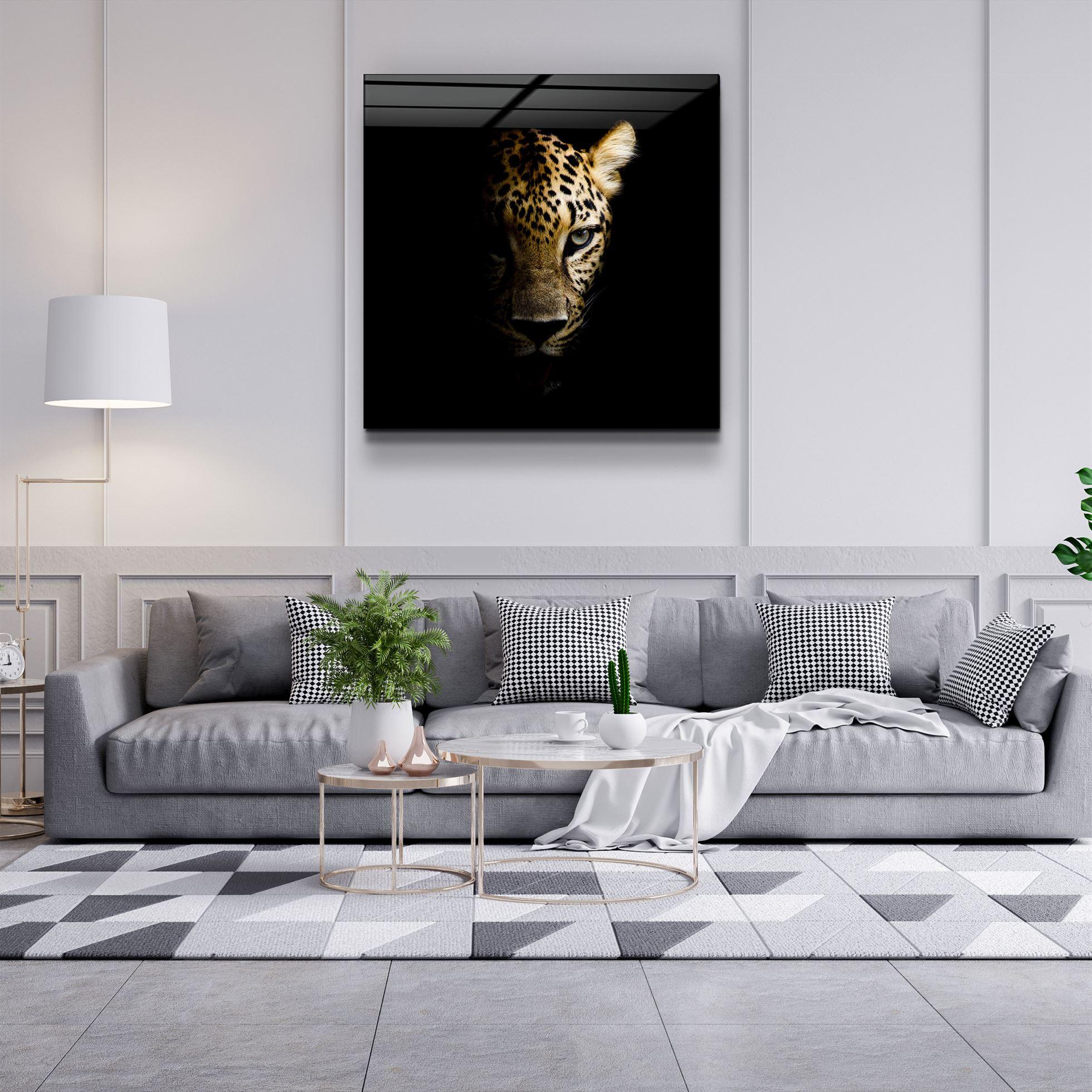 Leopard: Whiskers of the Wild | Glass Wall Art - Artdesigna