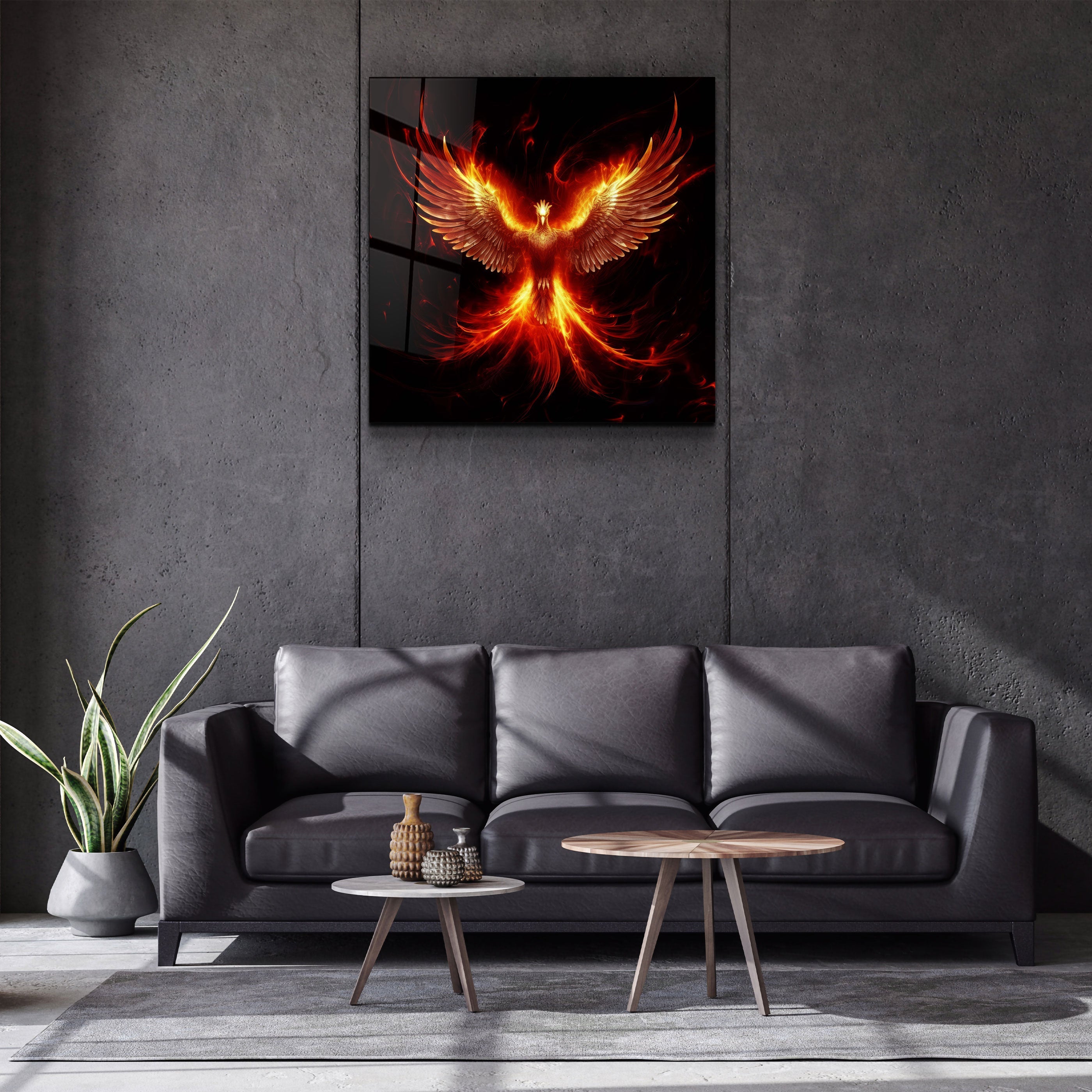 . "Phoenix - Garde du monde secret". Art mural en verre de la collection Designers