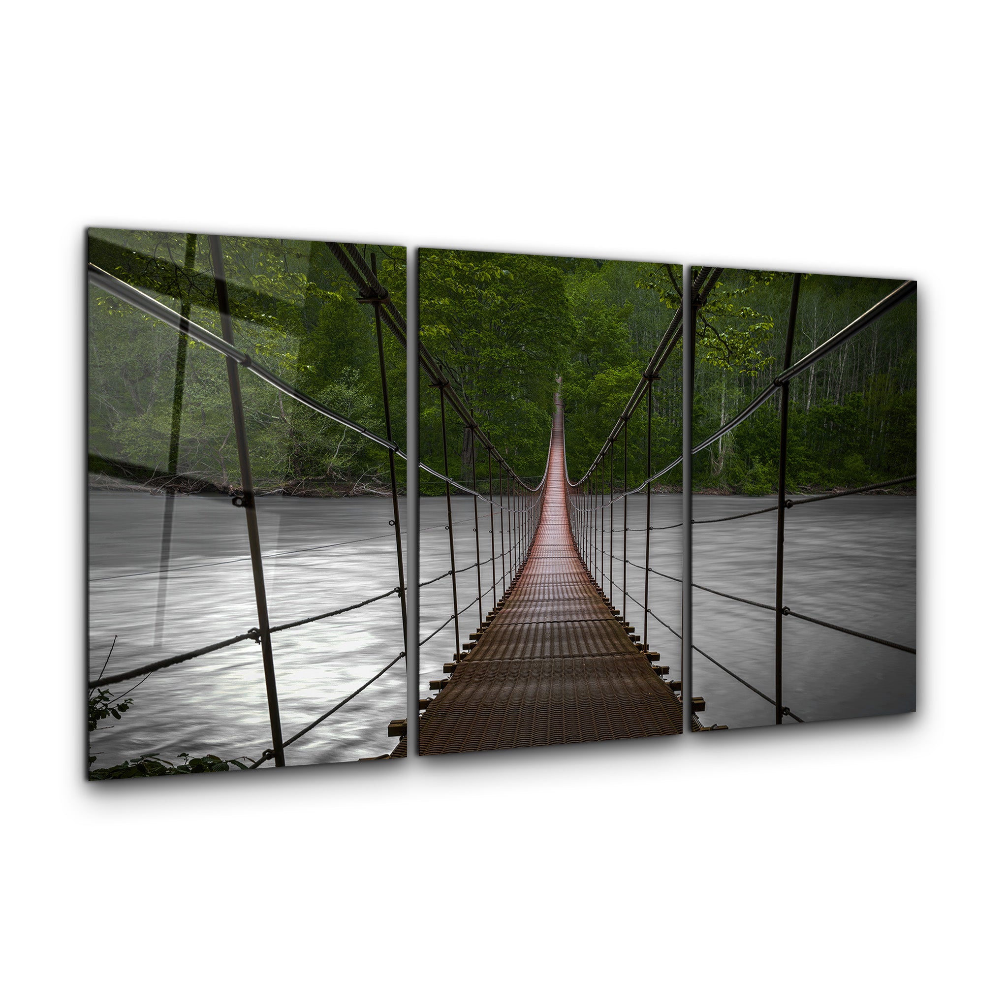 ・"Forest Bridge - Trio"・Glass Wall Art