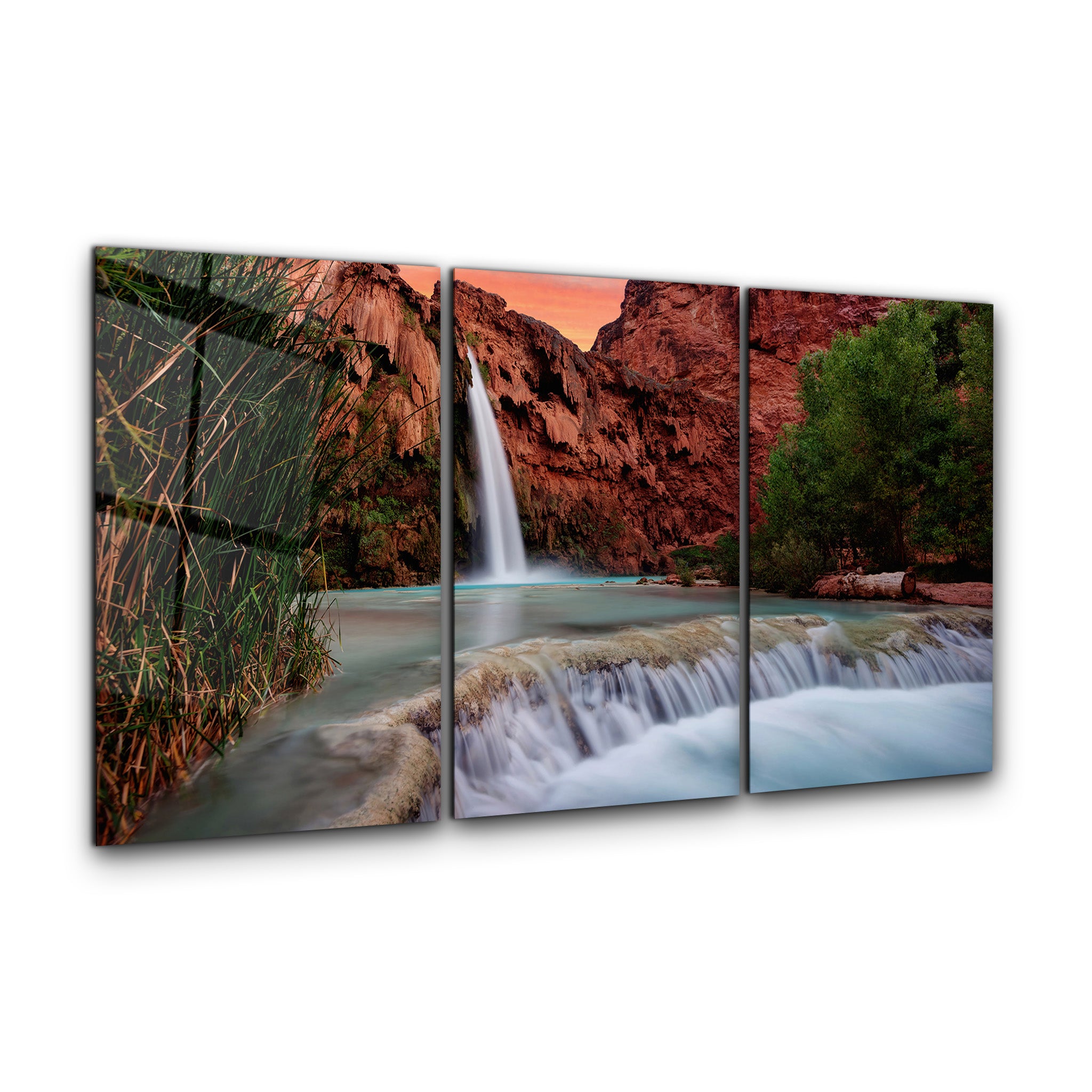 ・"Waterfall - Trio"・Glass Wall Art