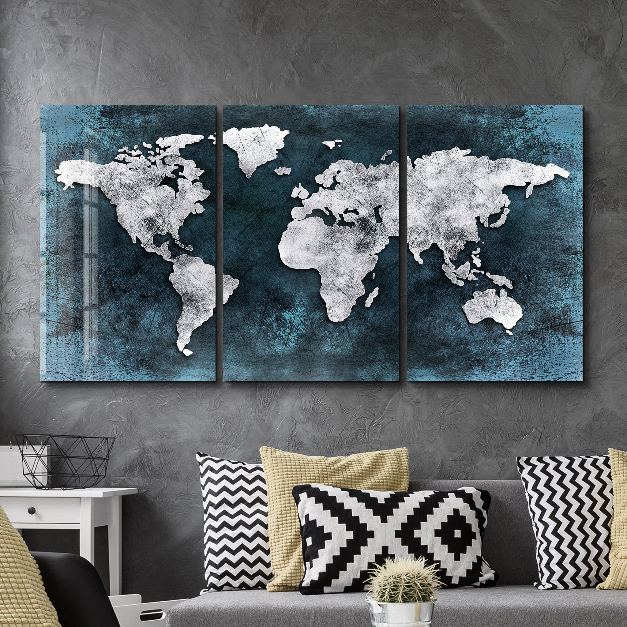 ・"Carte du monde - Trio"・Art mural en verre