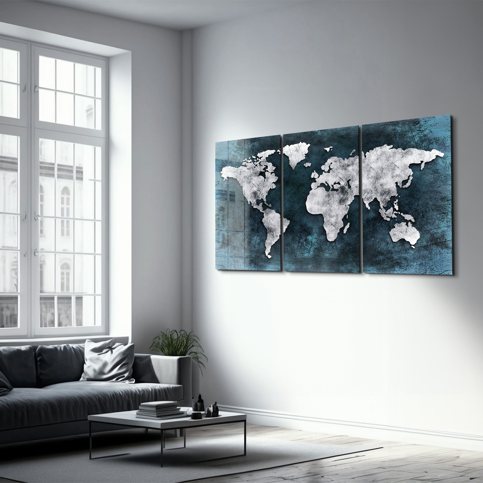 ・"Carte du monde - Trio"・Art mural en verre