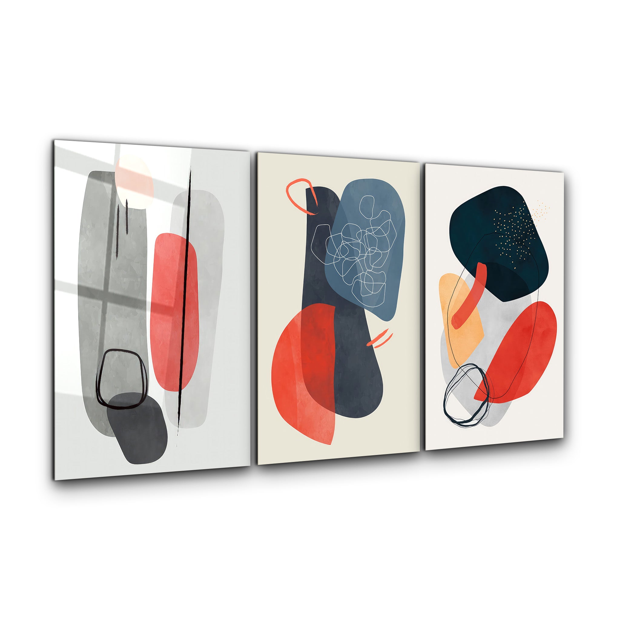 ・"Formes et lignes abstraites V2 - Trio"・Art mural en verre