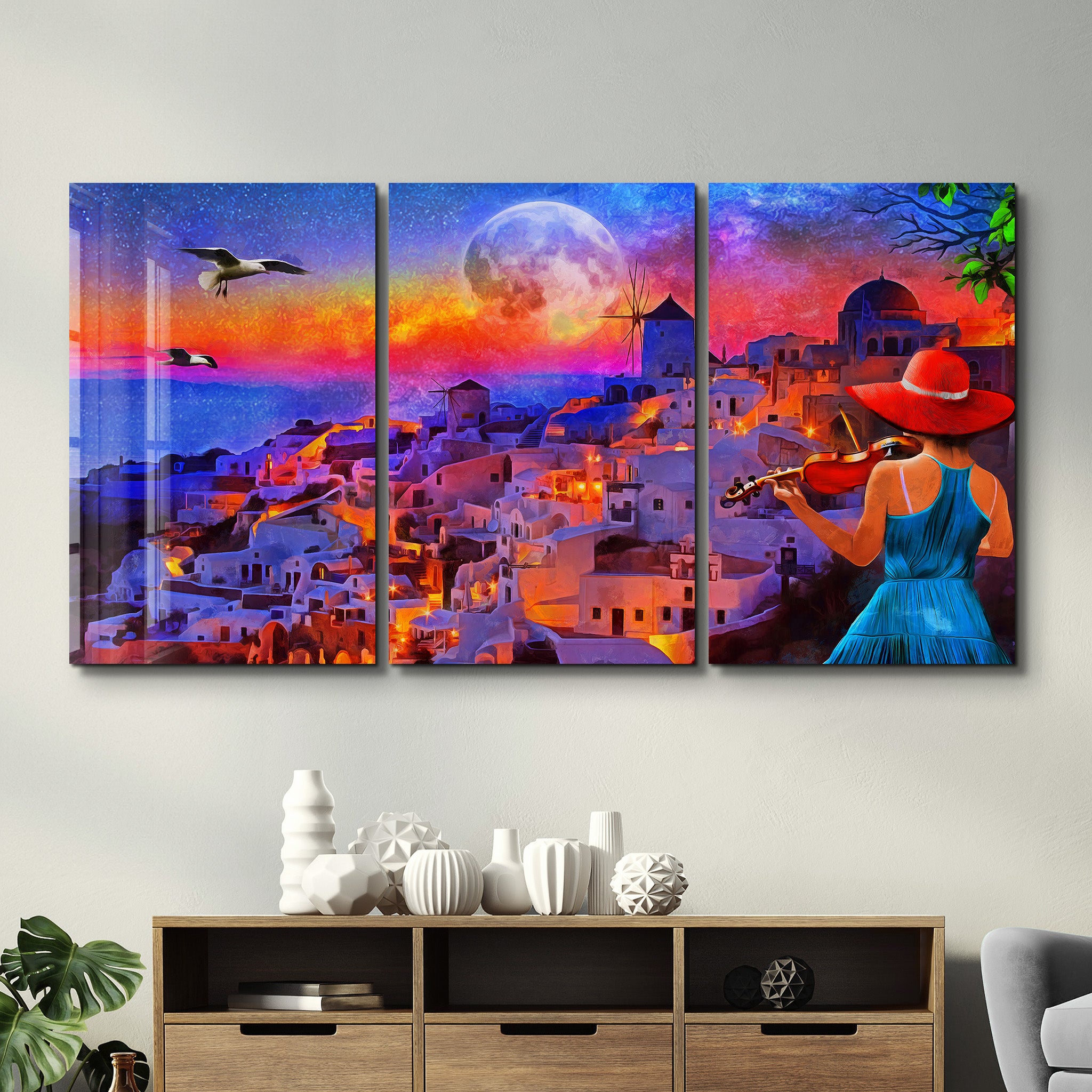 ・"Dream Town - Trio"・Art mural en verre