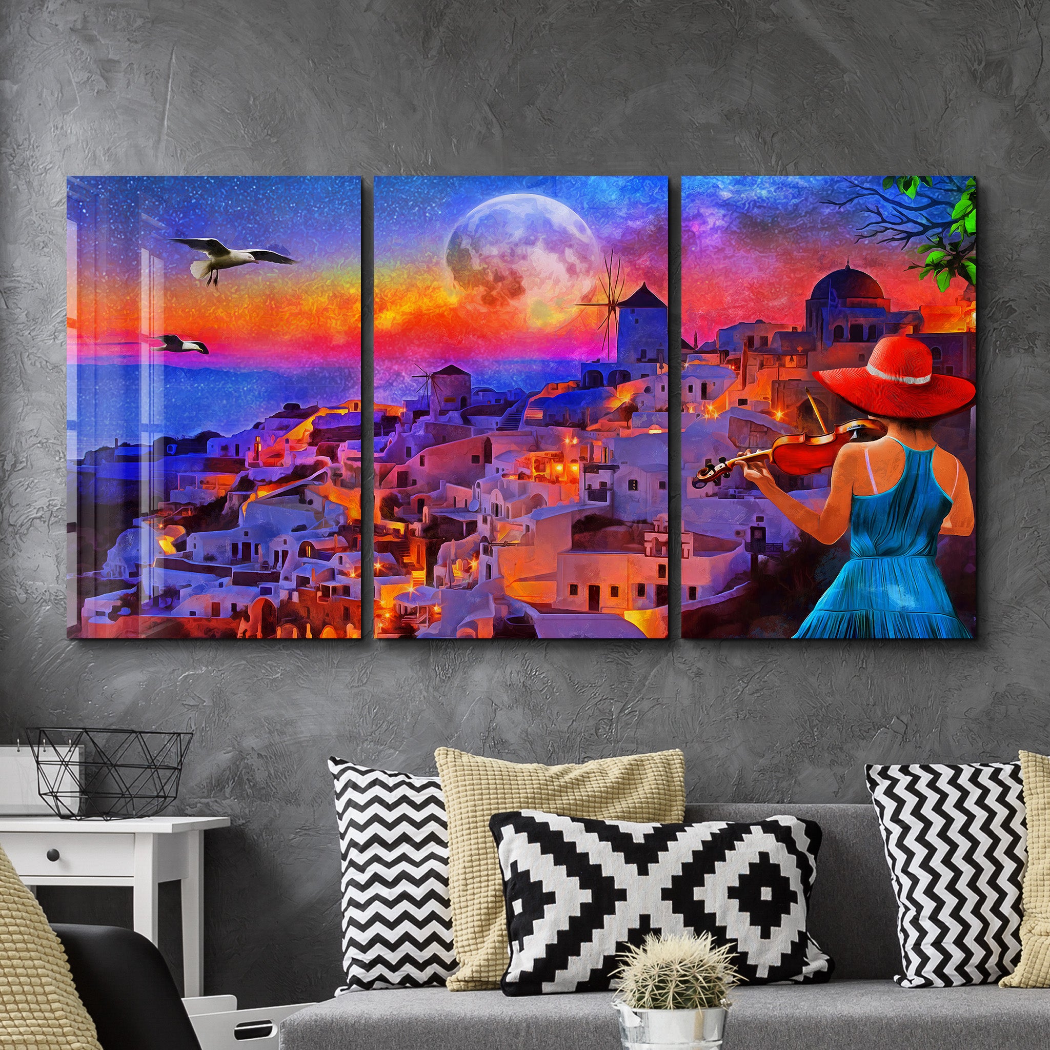 ・"Dream Town - Trio"・Art mural en verre