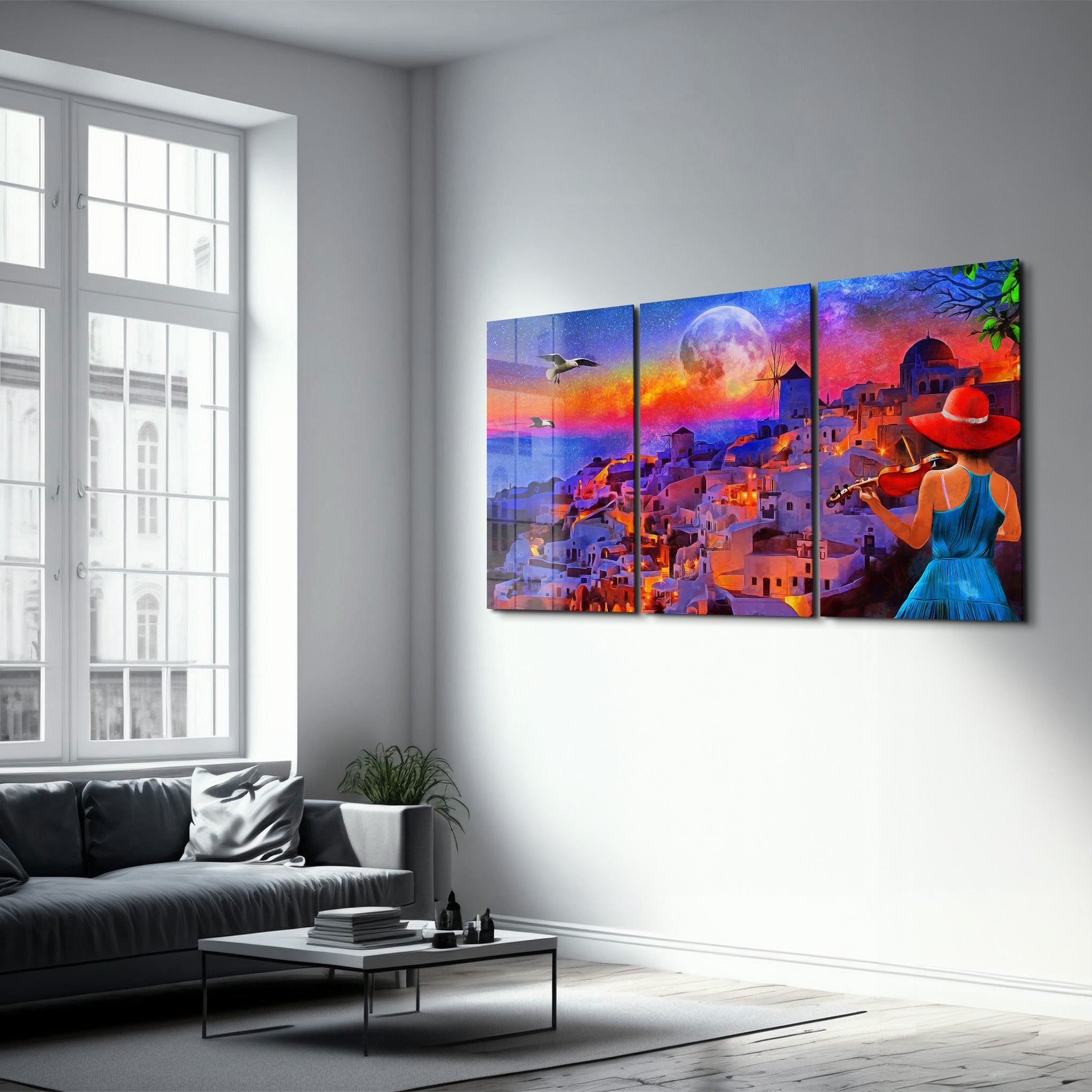 ・"Dream Town - Trio"・Art mural en verre