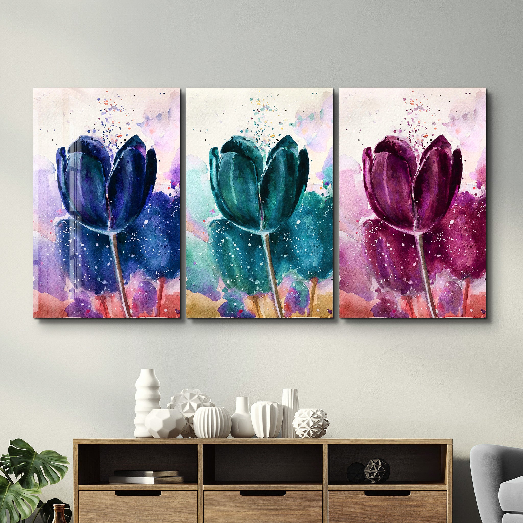 ・"Tulipes - Trio"・Art mural en verre