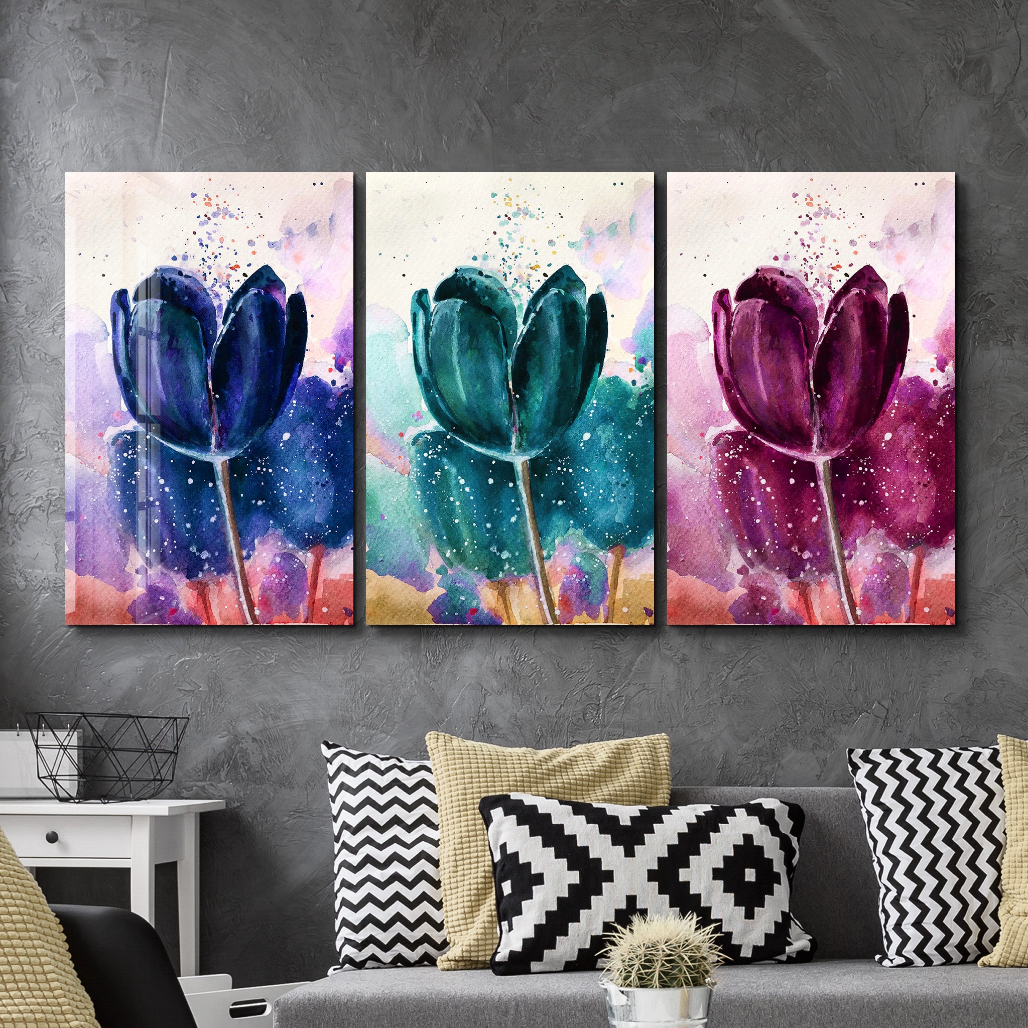 ・"Tulipes - Trio"・Art mural en verre