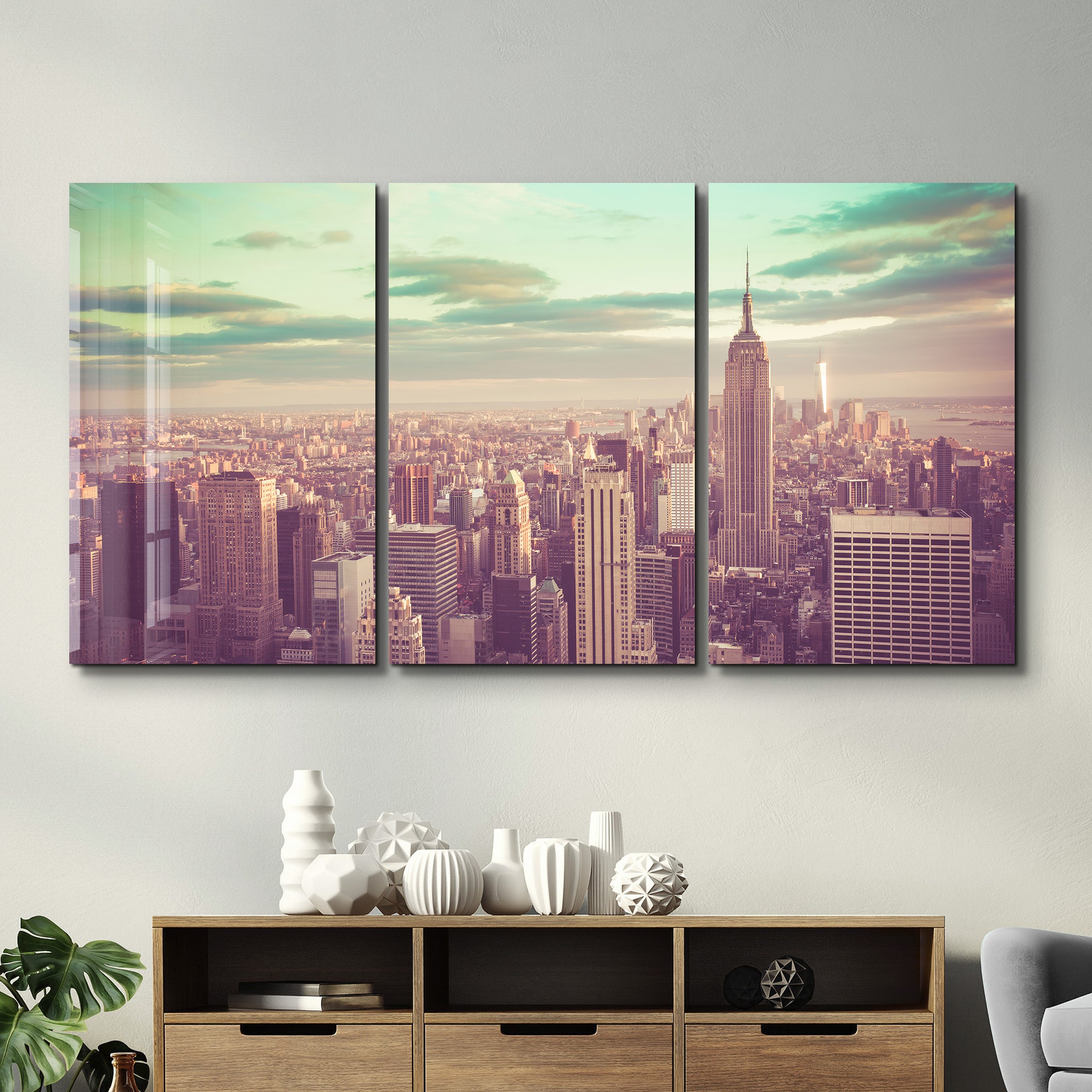 ・"NY Retro Filter - Trio"・Art mural en verre