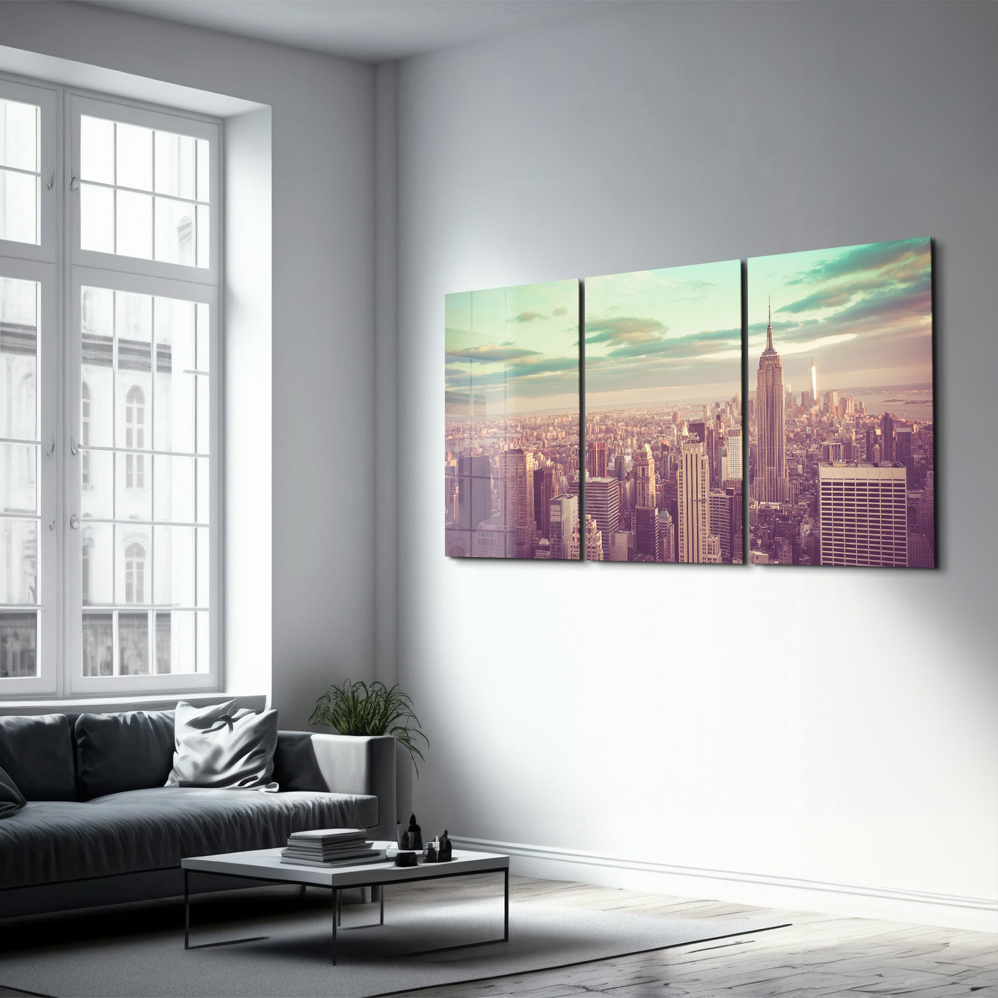 ・"NY Retro Filter - Trio"・Art mural en verre