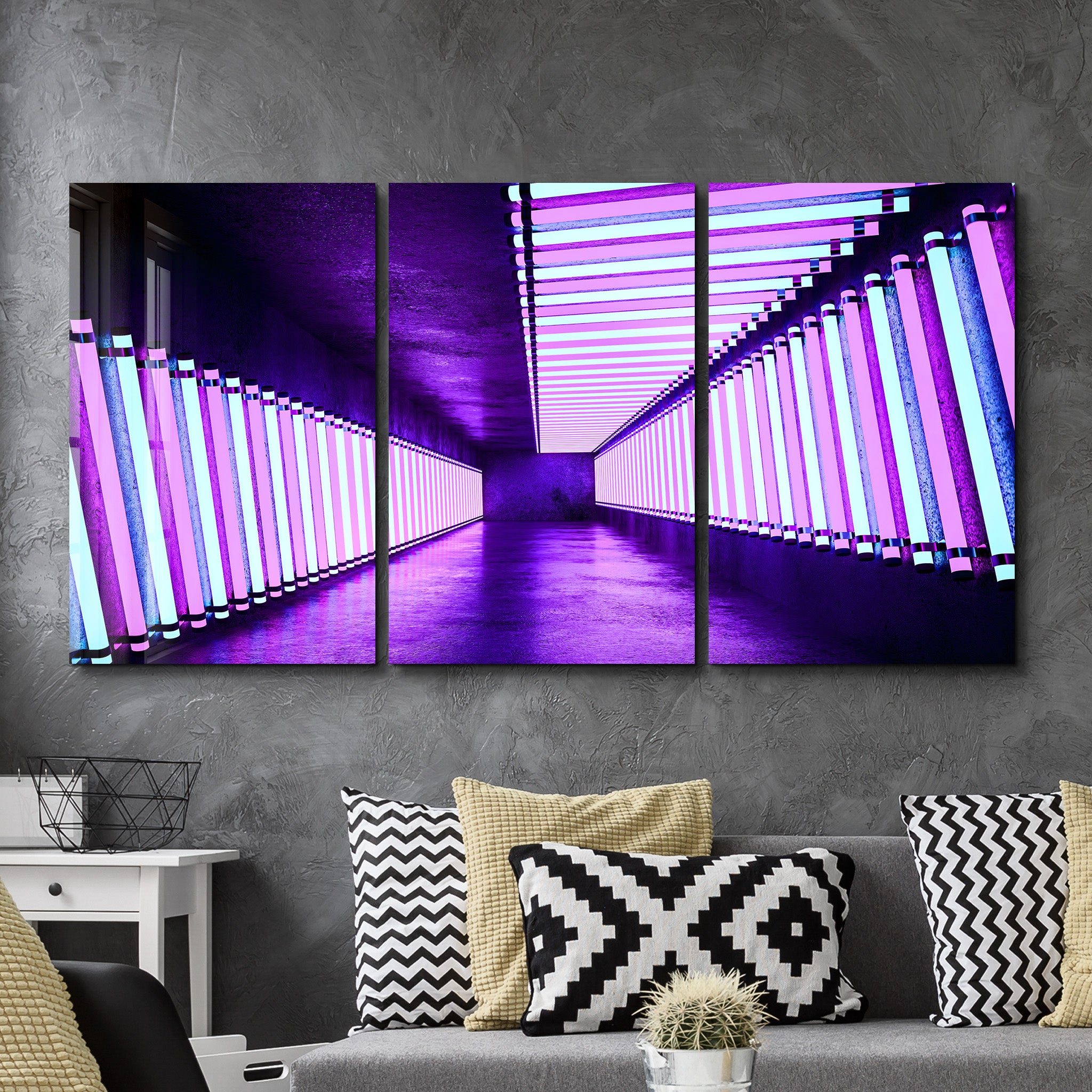 ・"Neon Road - Trio"・Art mural en verre