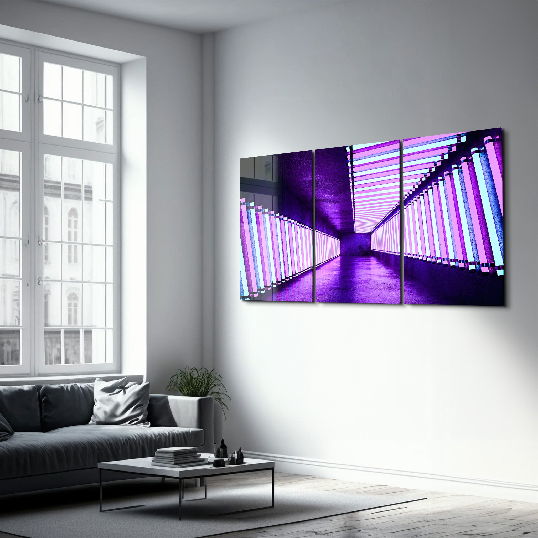 ・"Neon Road - Trio"・Art mural en verre