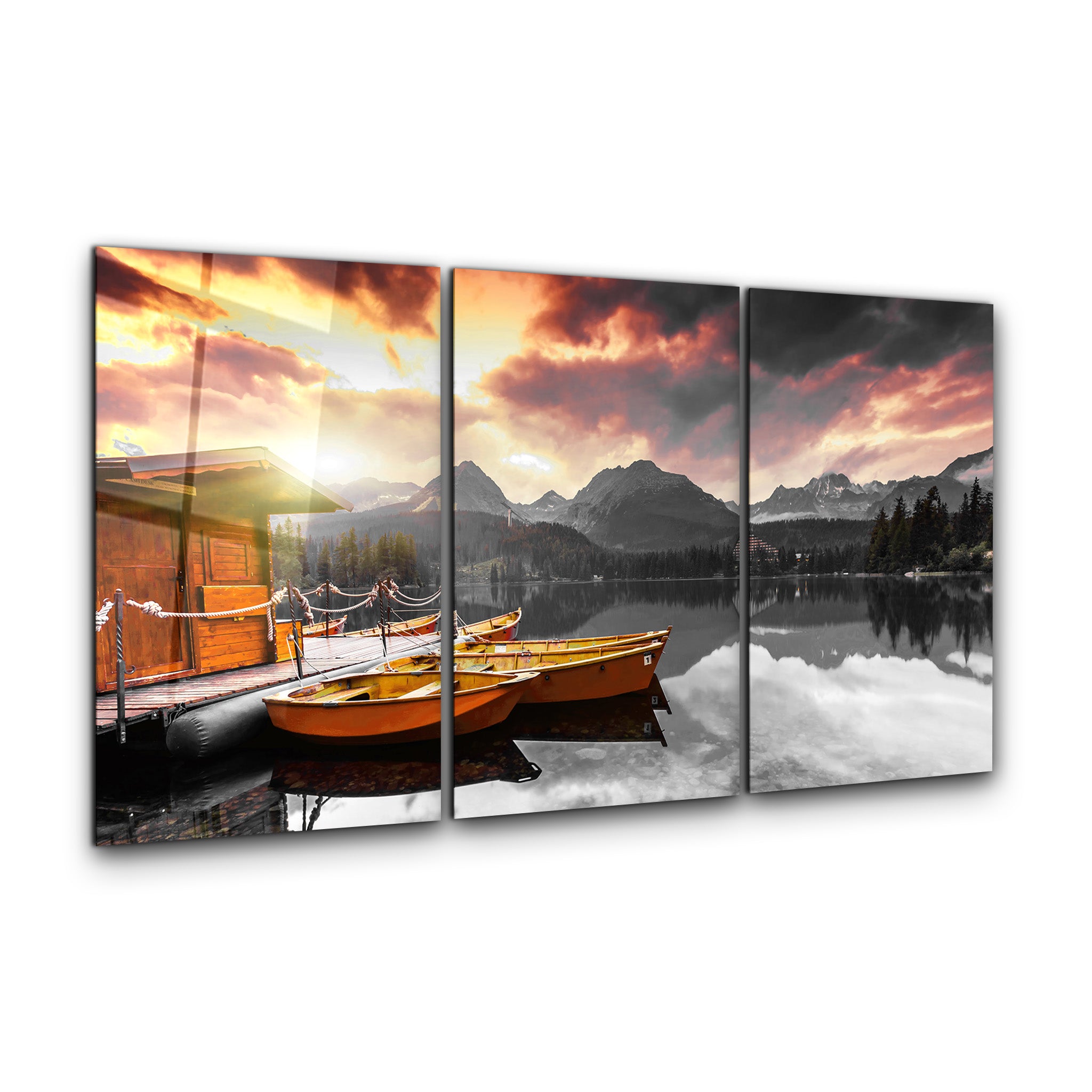 ・"Silent Lake V2 - Trio"・Glass Wall Art