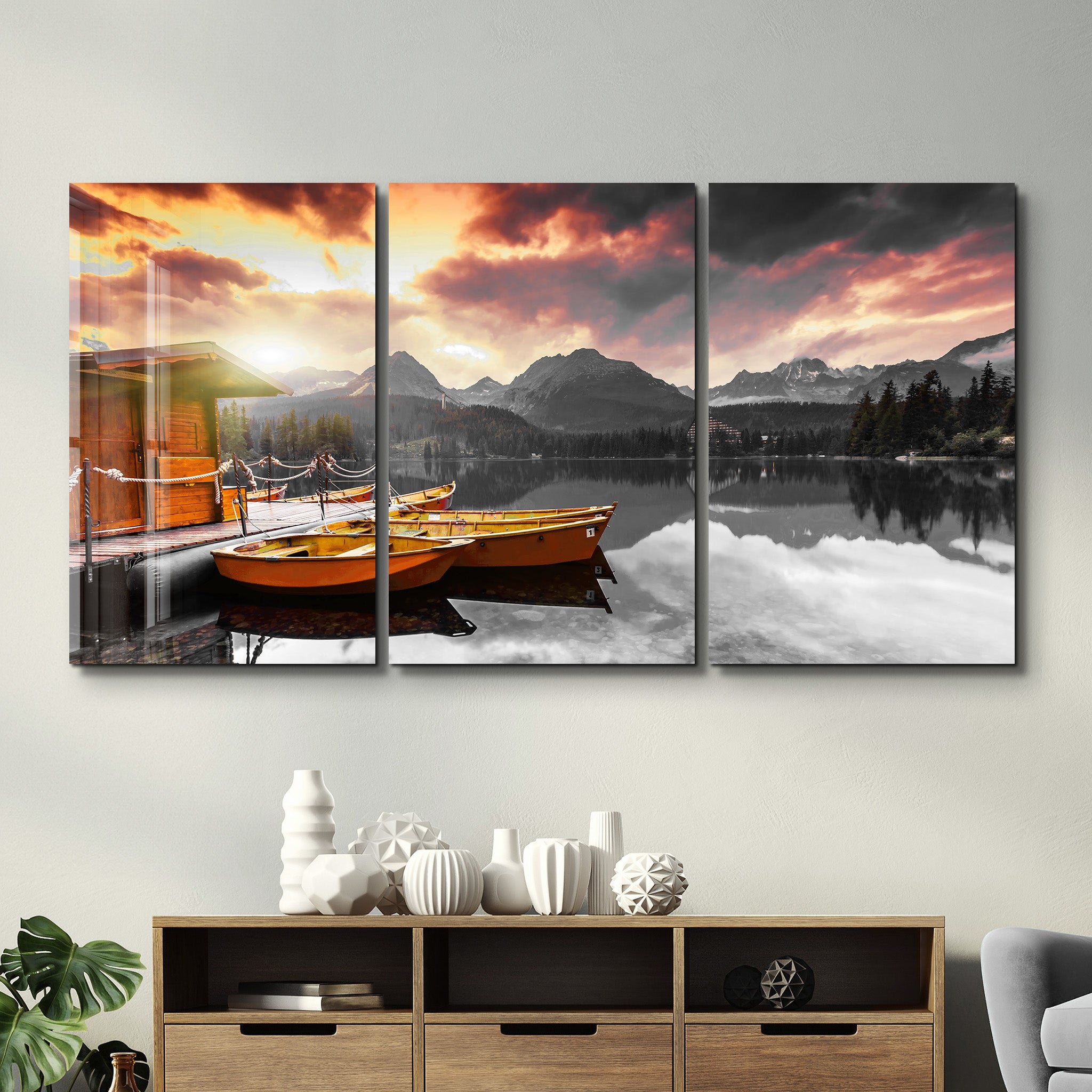 ・"Silent Lake V2 - Trio"・Art mural en verre