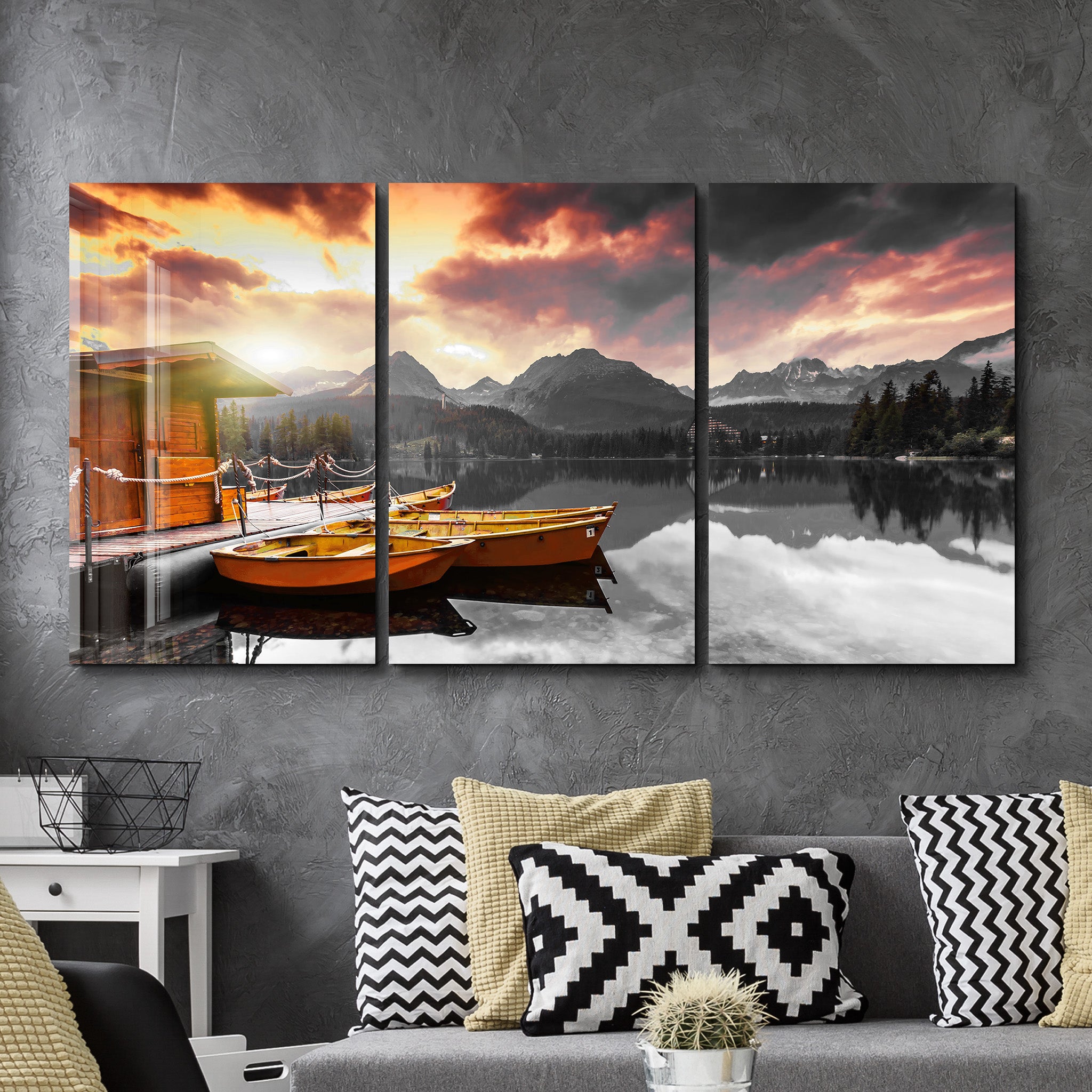 ・"Silent Lake V2 - Trio"・Art mural en verre