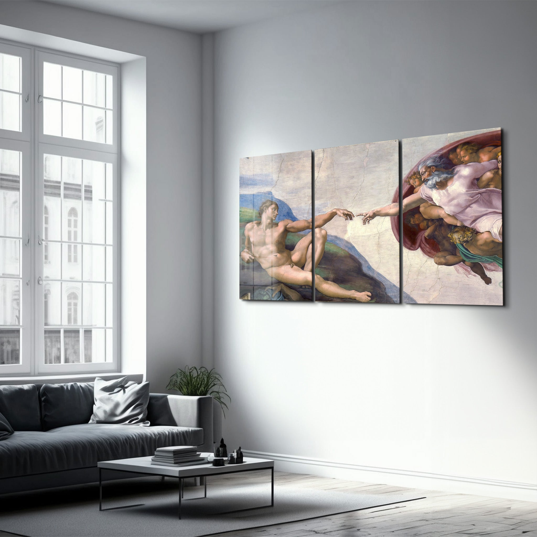 Michelangelo - The Creation of Adam Glass Printing Wall Art - Glass Wall Art - Home Decoration - Interior orders Design Ideas