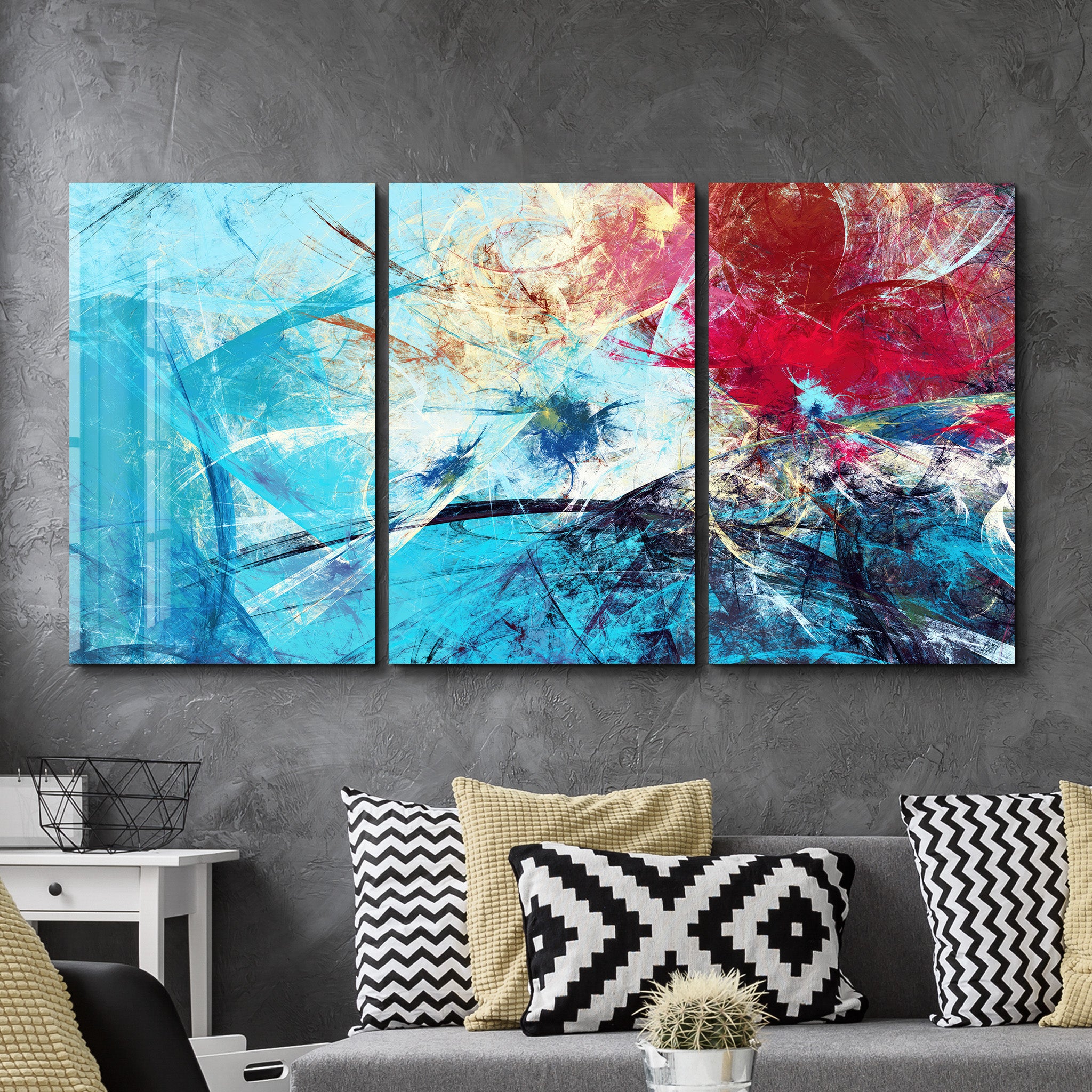 ・"Sea Reflection - Trio"・Glass Wall Art