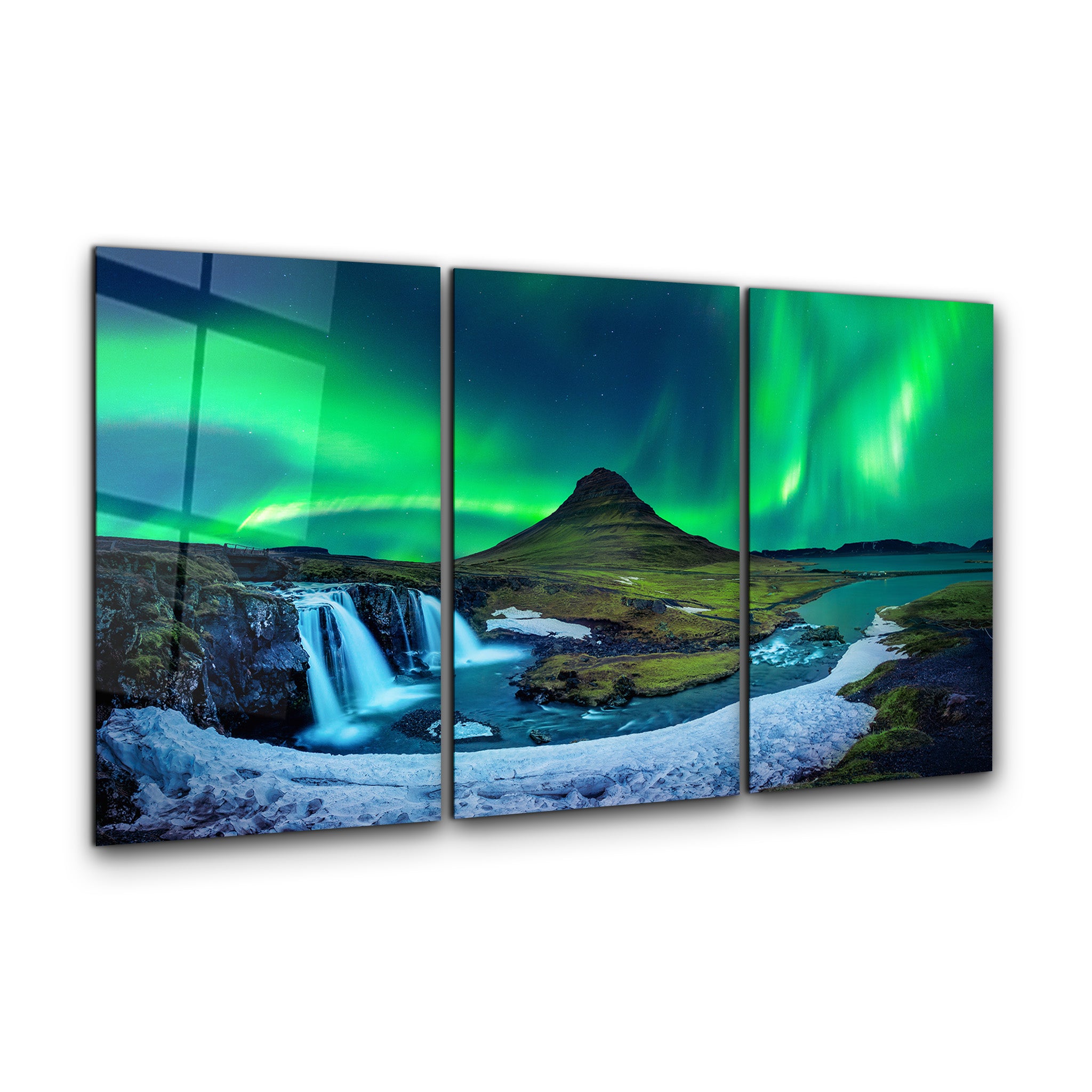 ・"Aurora Borealis - Northern Lights - Trio"・Glass Wall Art