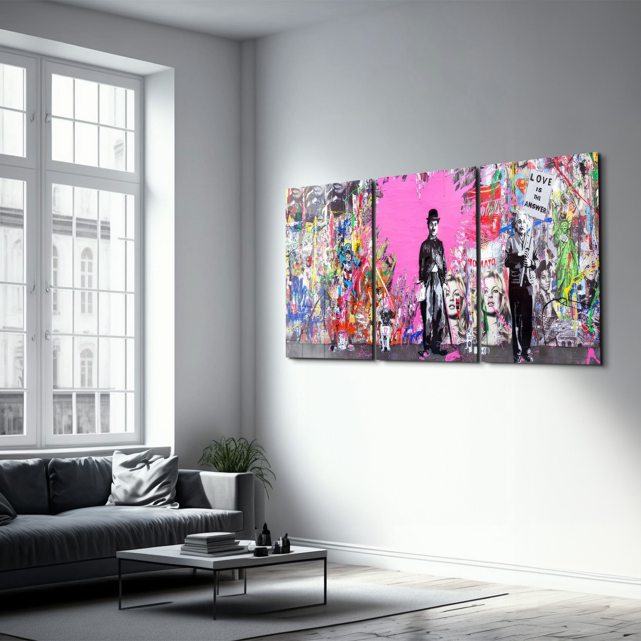 ・" BANKSY Pink Love - Trio"・<tc>Glasbild</tc>