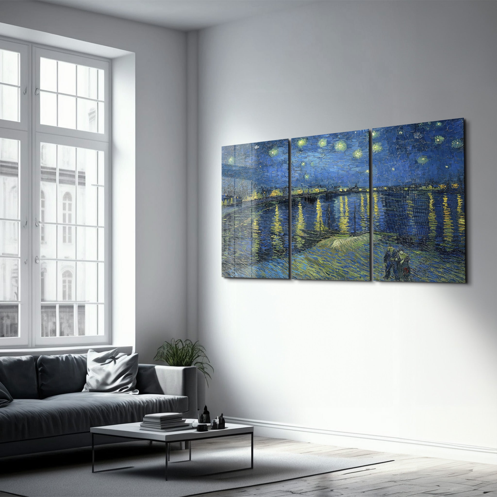 ・"Van Gogh Starry Night over Rhône - Trio"・Glass Wall Art