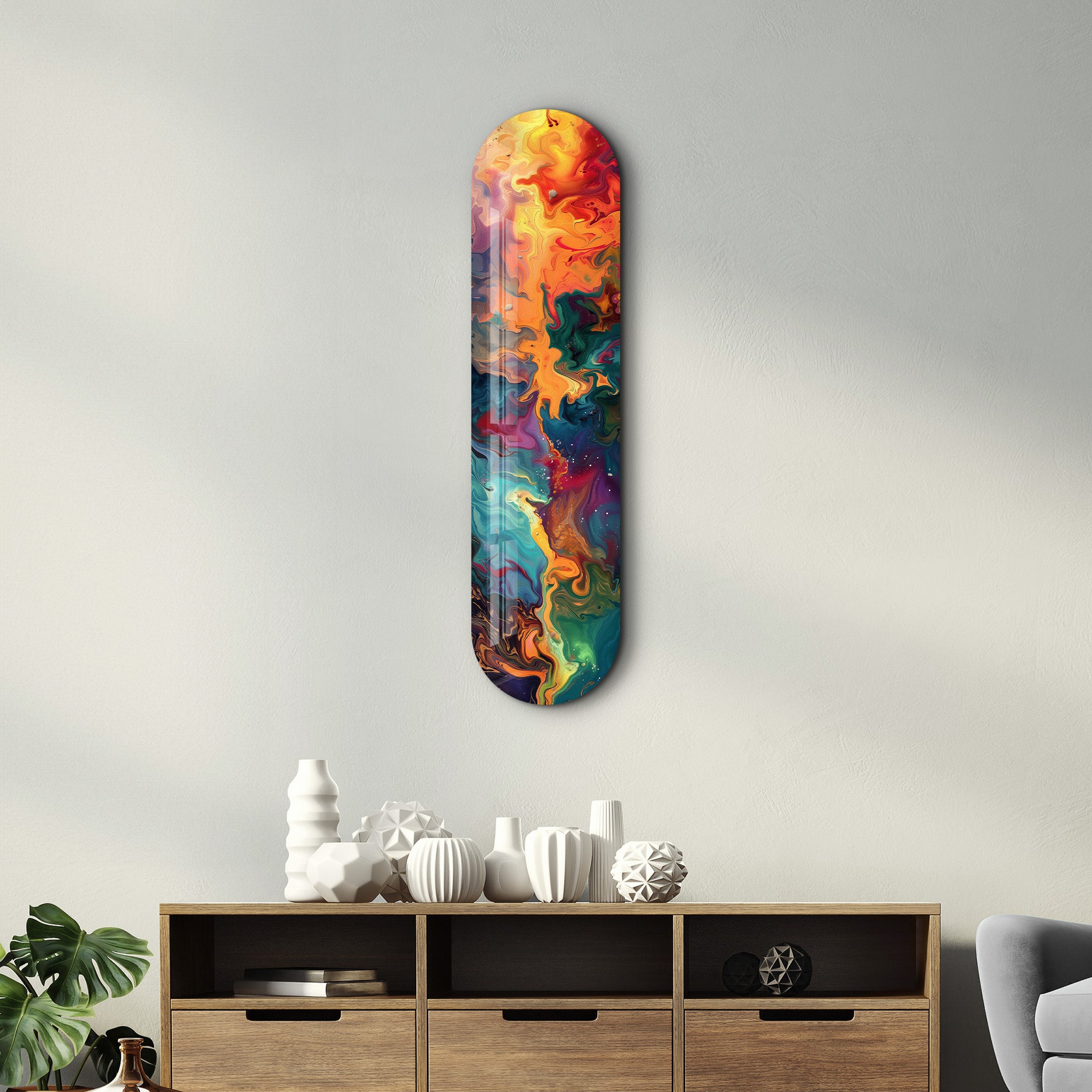 Vagues de peinture abstraites V2 | Art mural en verre