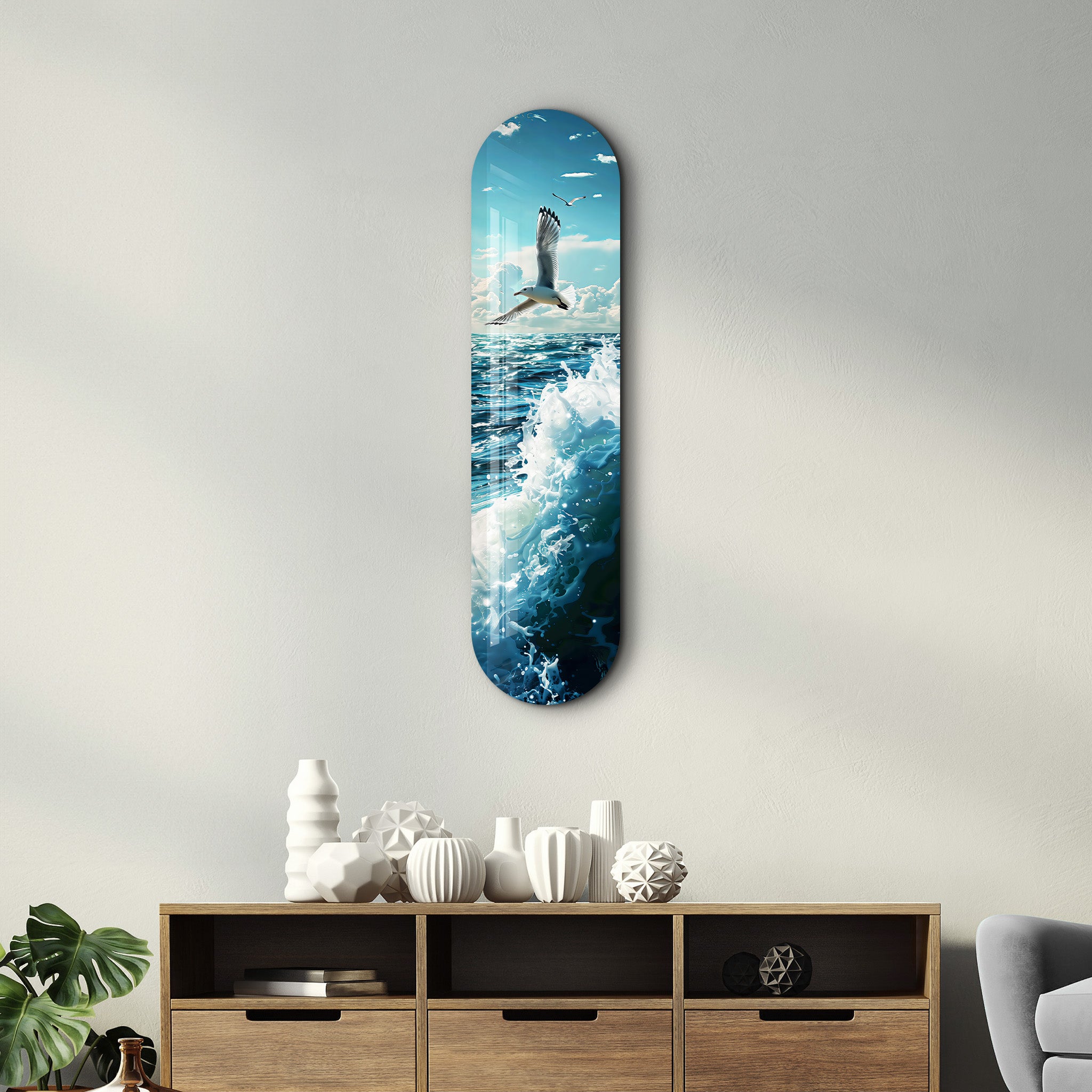 Sea Gull and Ocean | Glass Wall Art