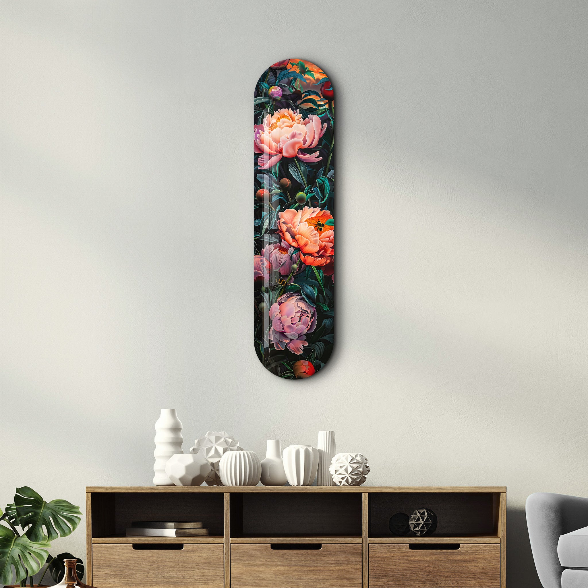 Peinture de fleurs V2 | Art mural en verre