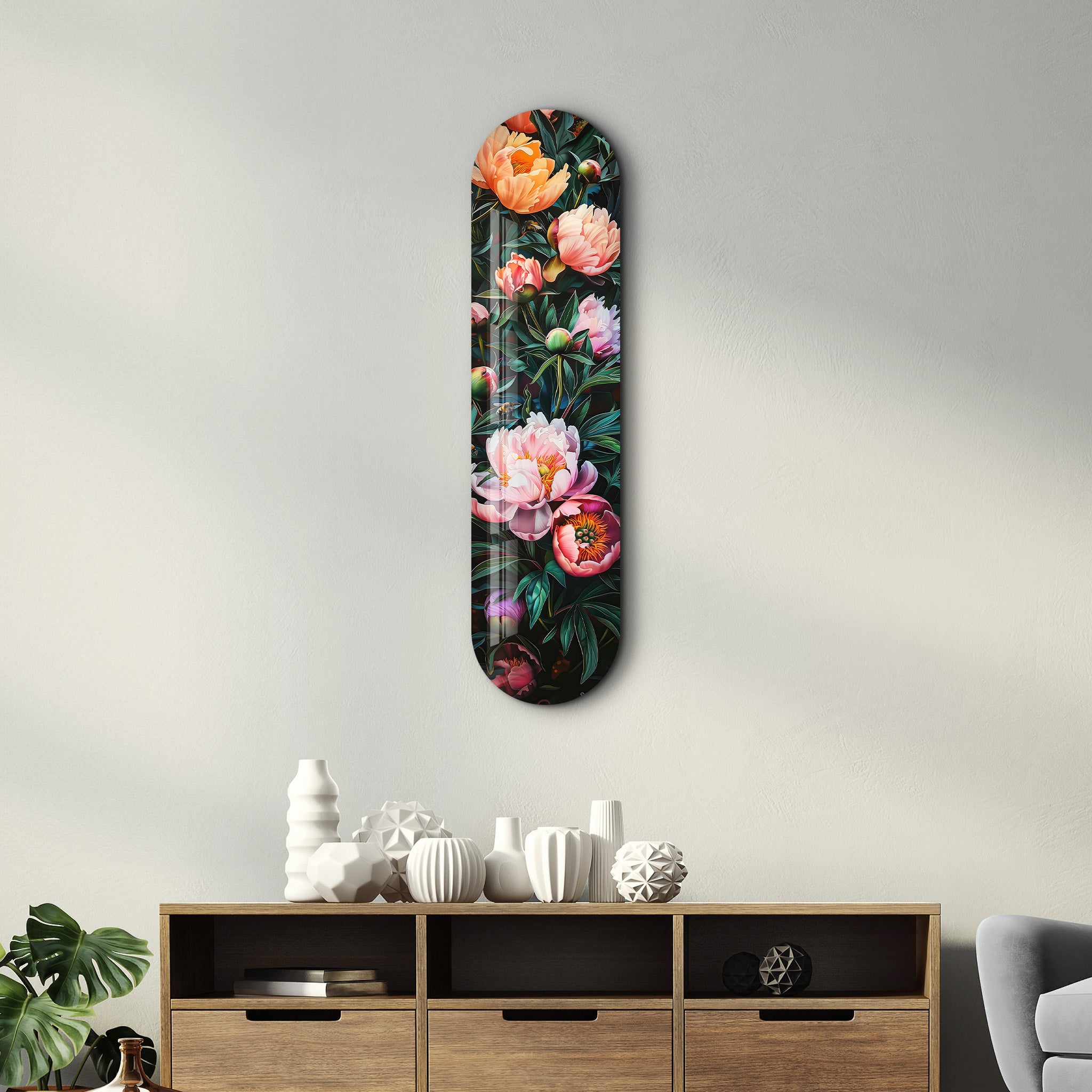 Peinture de fleurs V4 | Art mural en verre