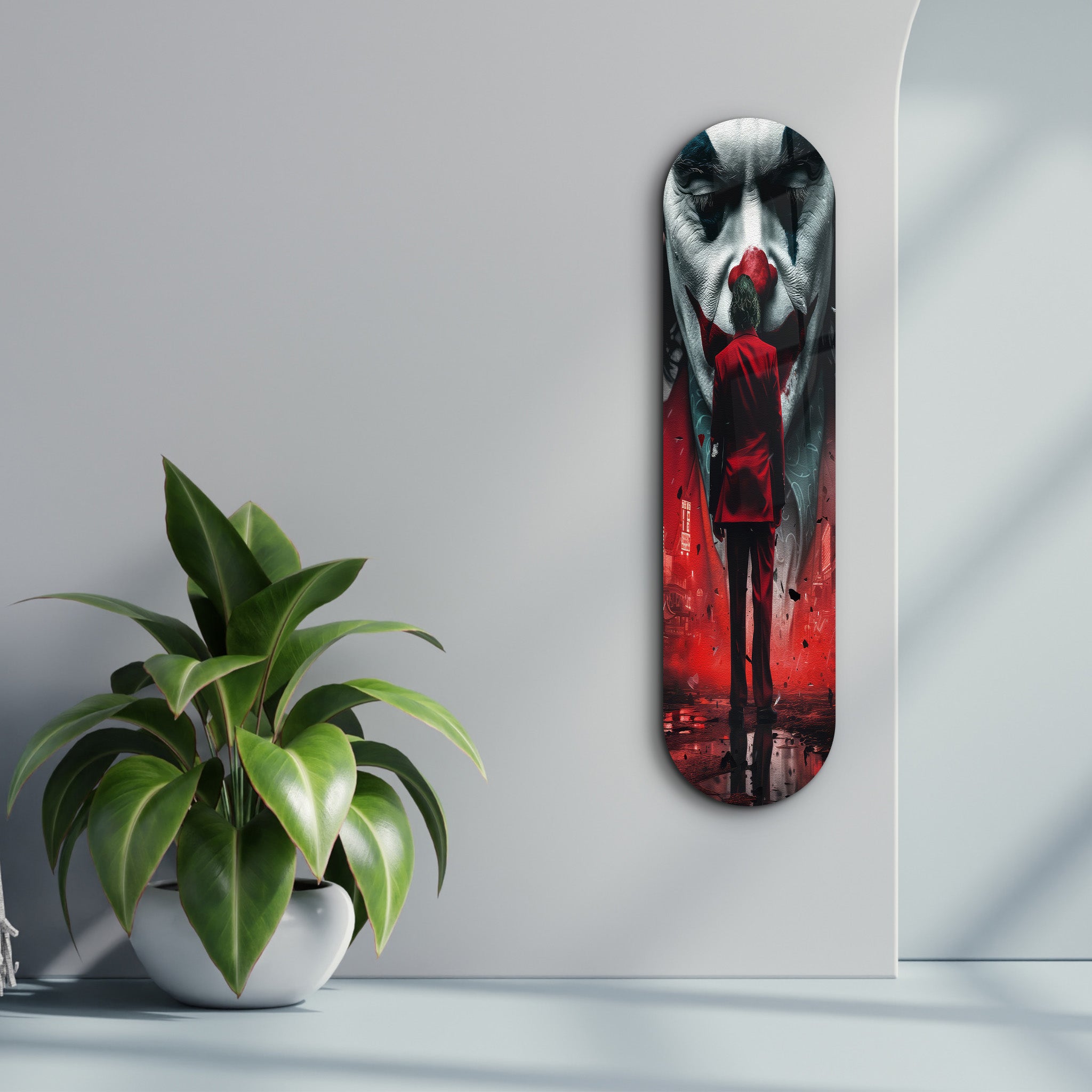 Joker in Red Suits Fan Art | Glass Wall Art