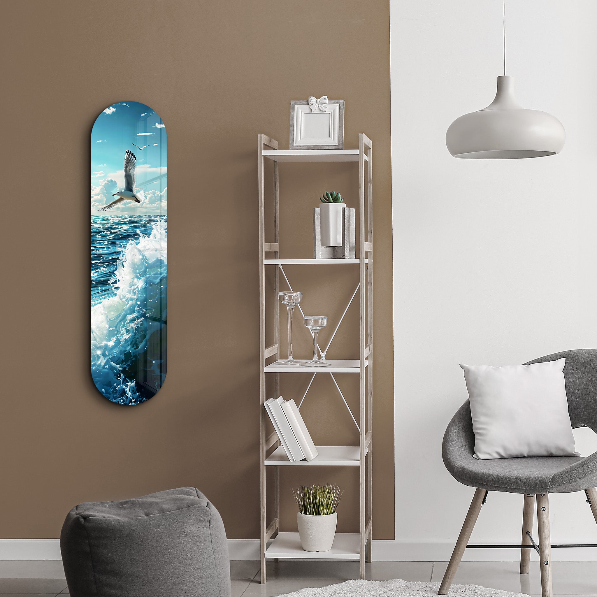 Sea Gull and Ocean | Glass Wall Art