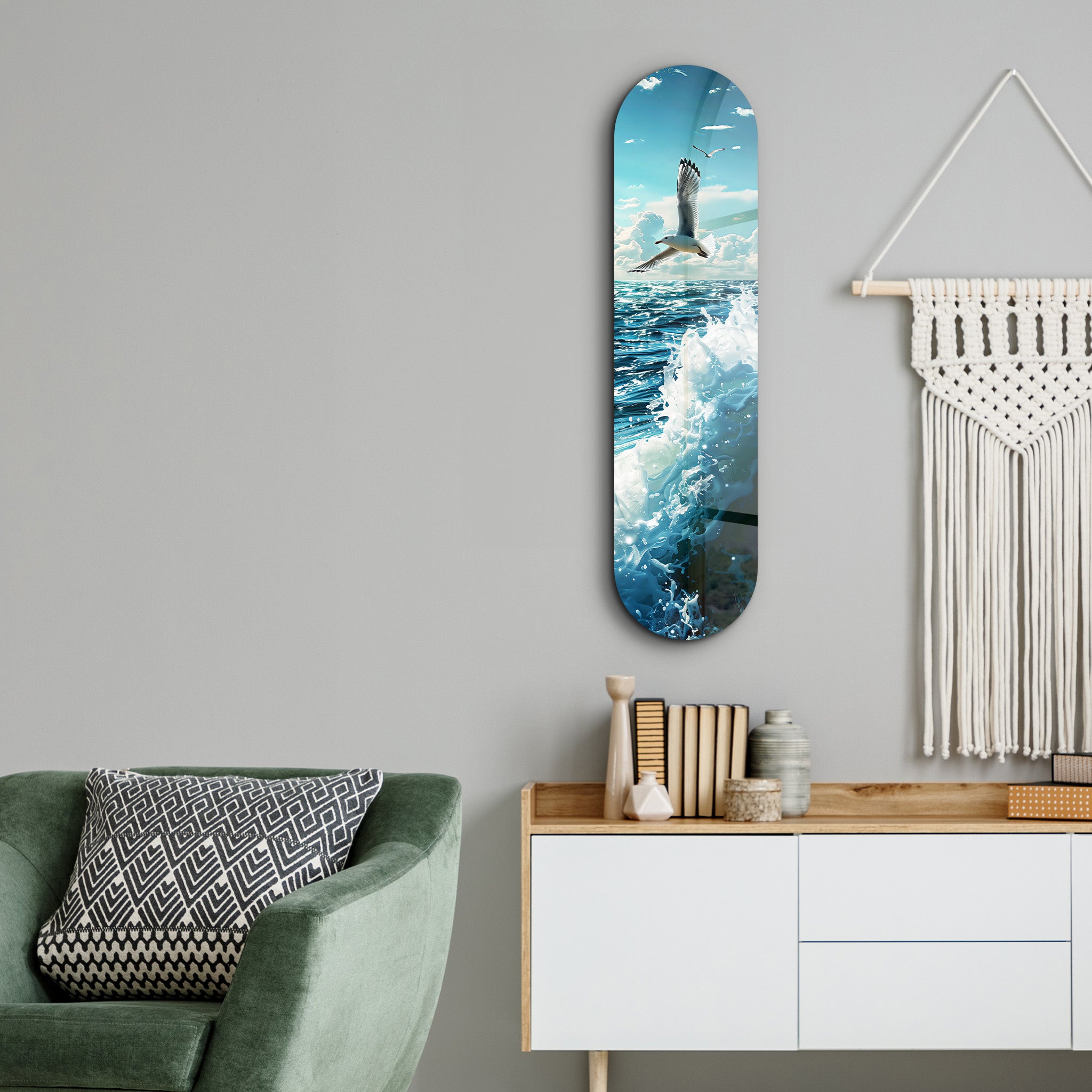 Sea Gull and Ocean | Glass Wall Art