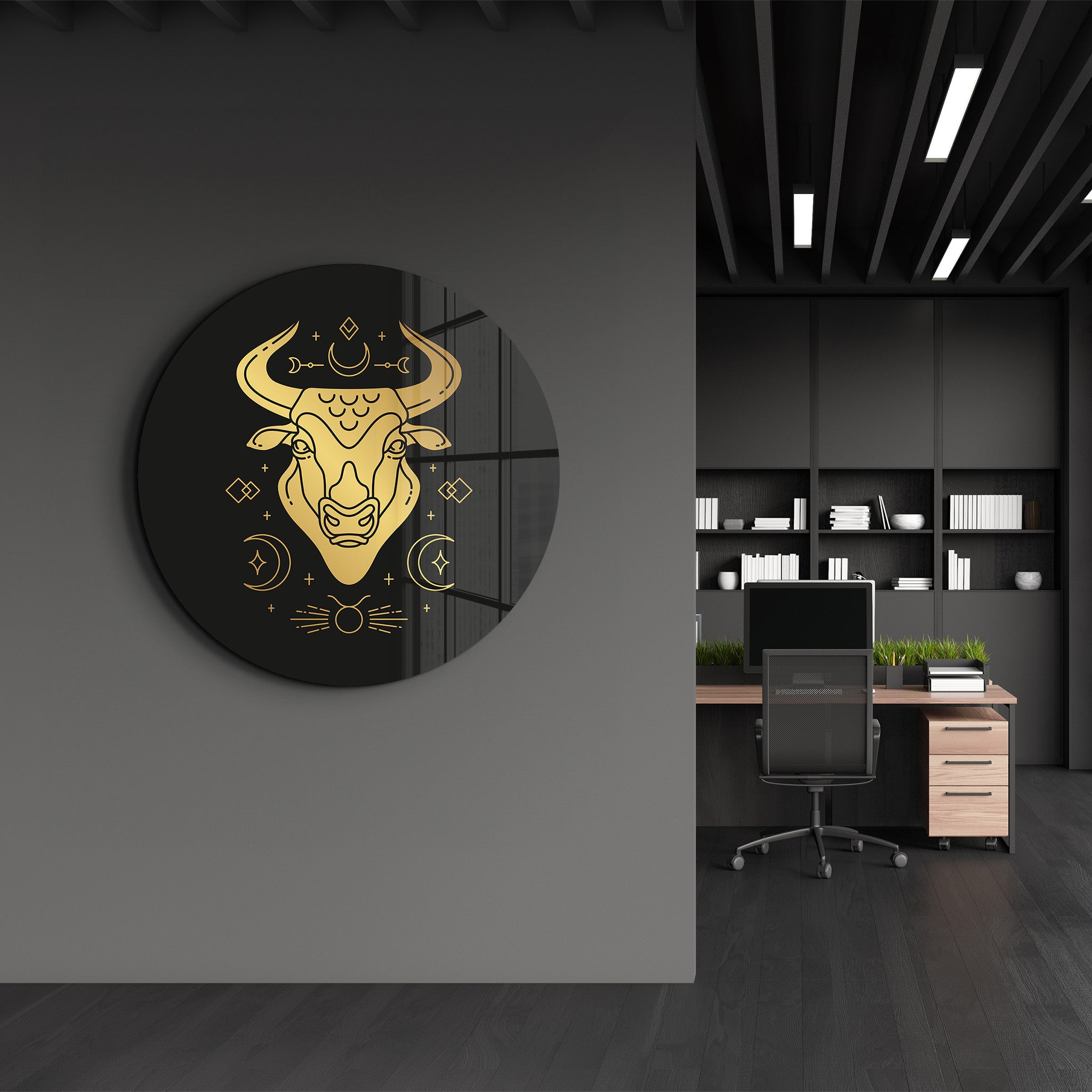 ・"Zodiac Signs - Taurus"・Rounded Glass Wall Art
