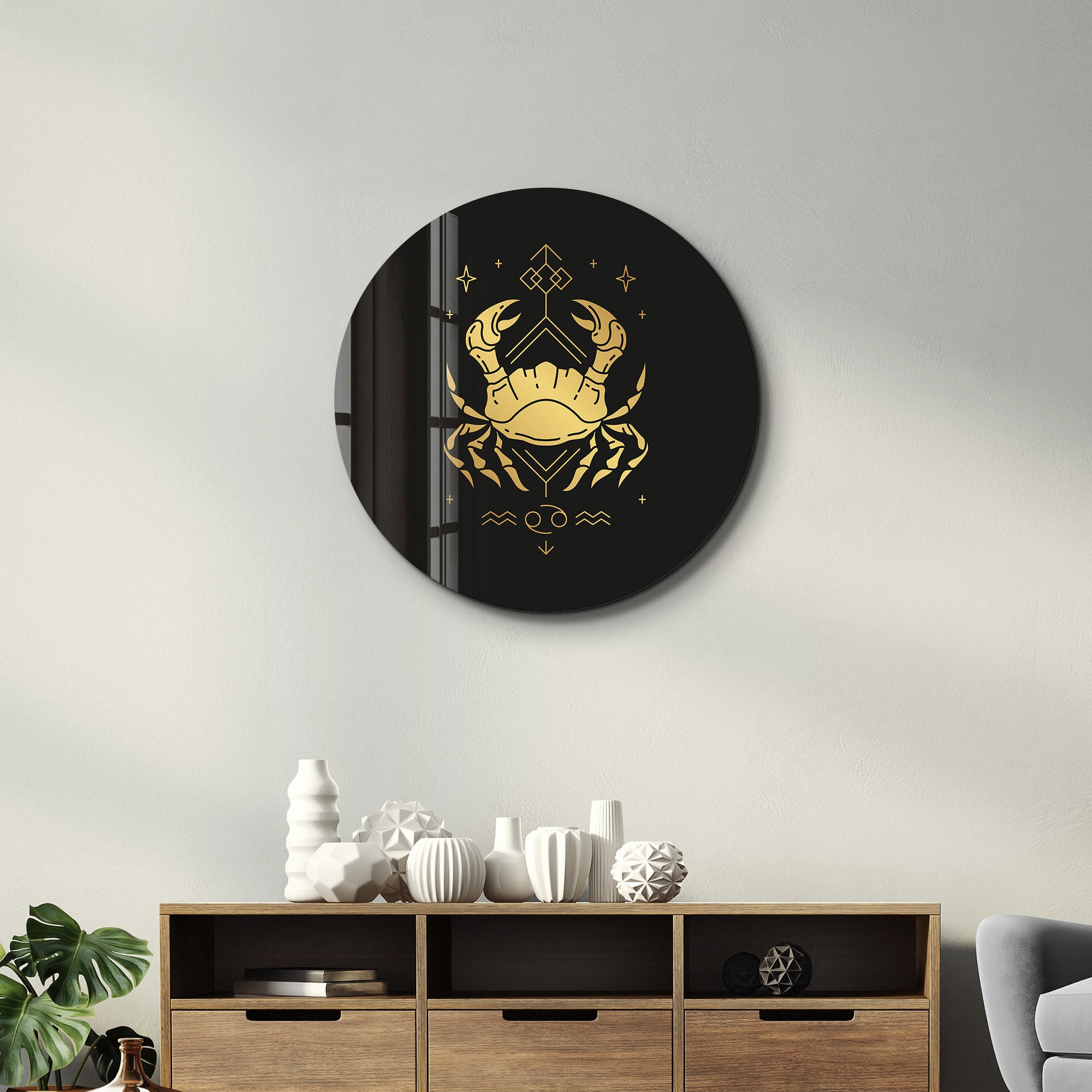 ・"Zodiac Signs - Cancer"・Rounded Glass Wall Art