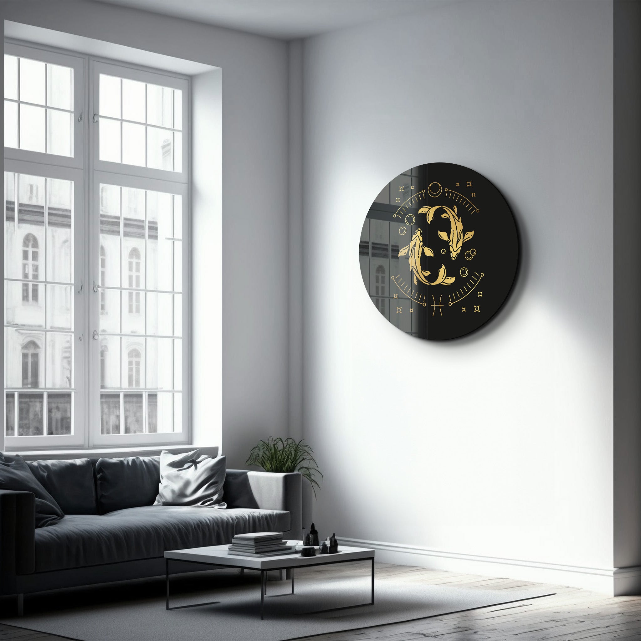 ・"Zodiac Signs - Pisces"・Rounded Glass Wall Art