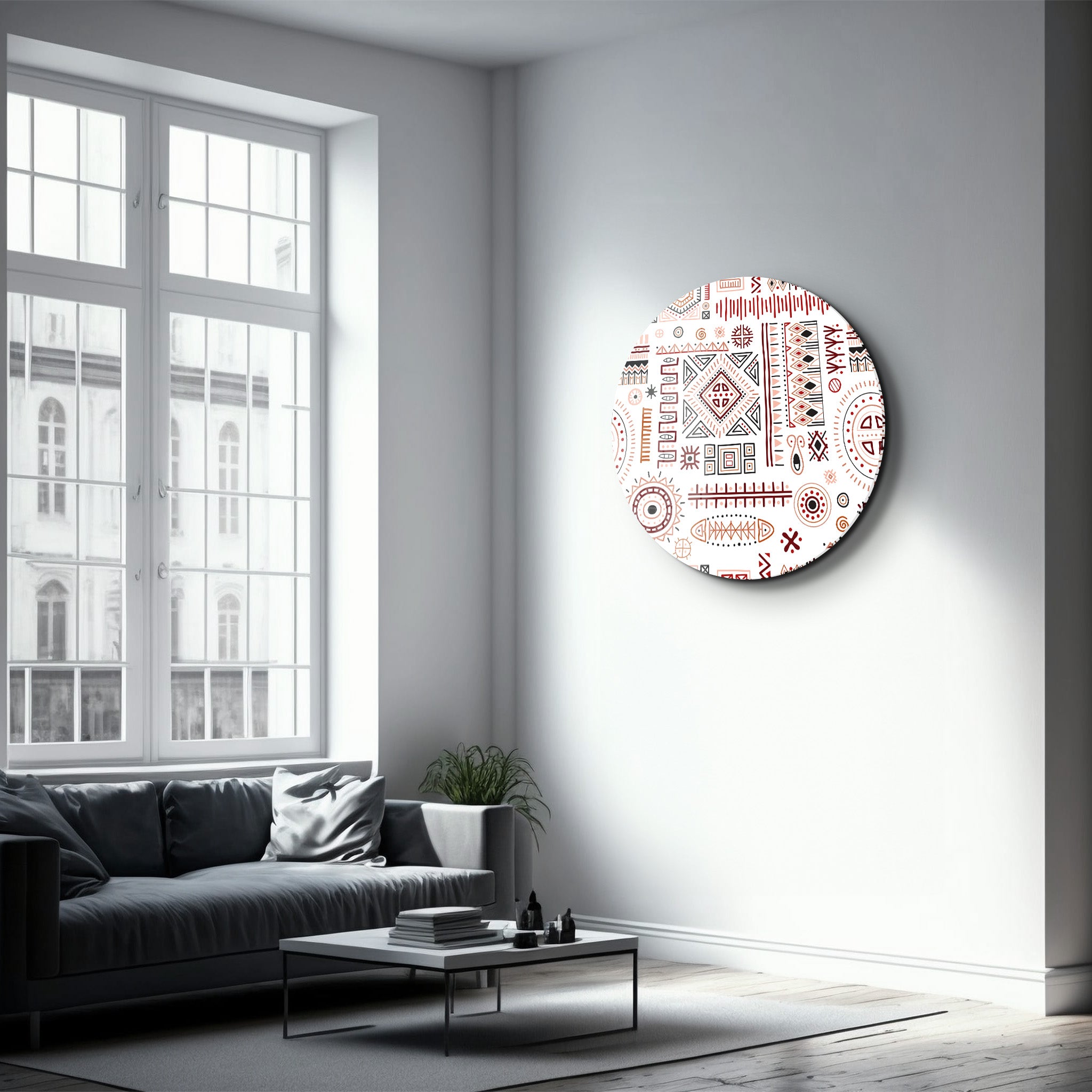 ・"Scandinavian White"・Rounded Glass Wall Art