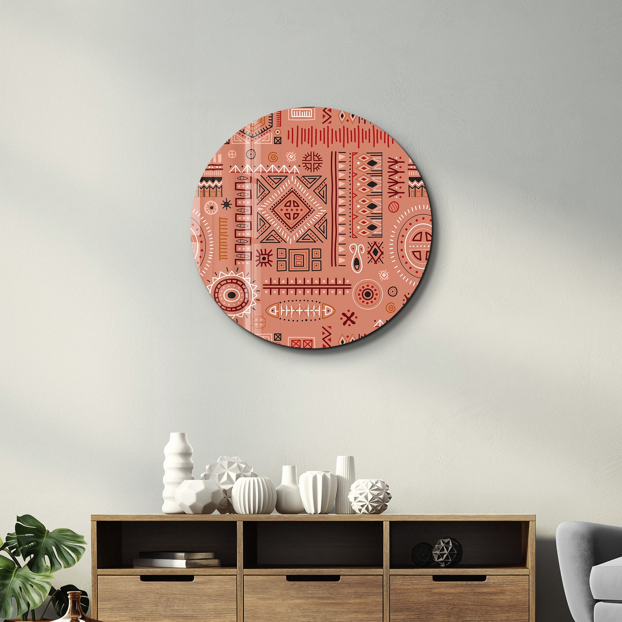 ・"Scandinavian TerraCota"・Rounded Glass Wall Art