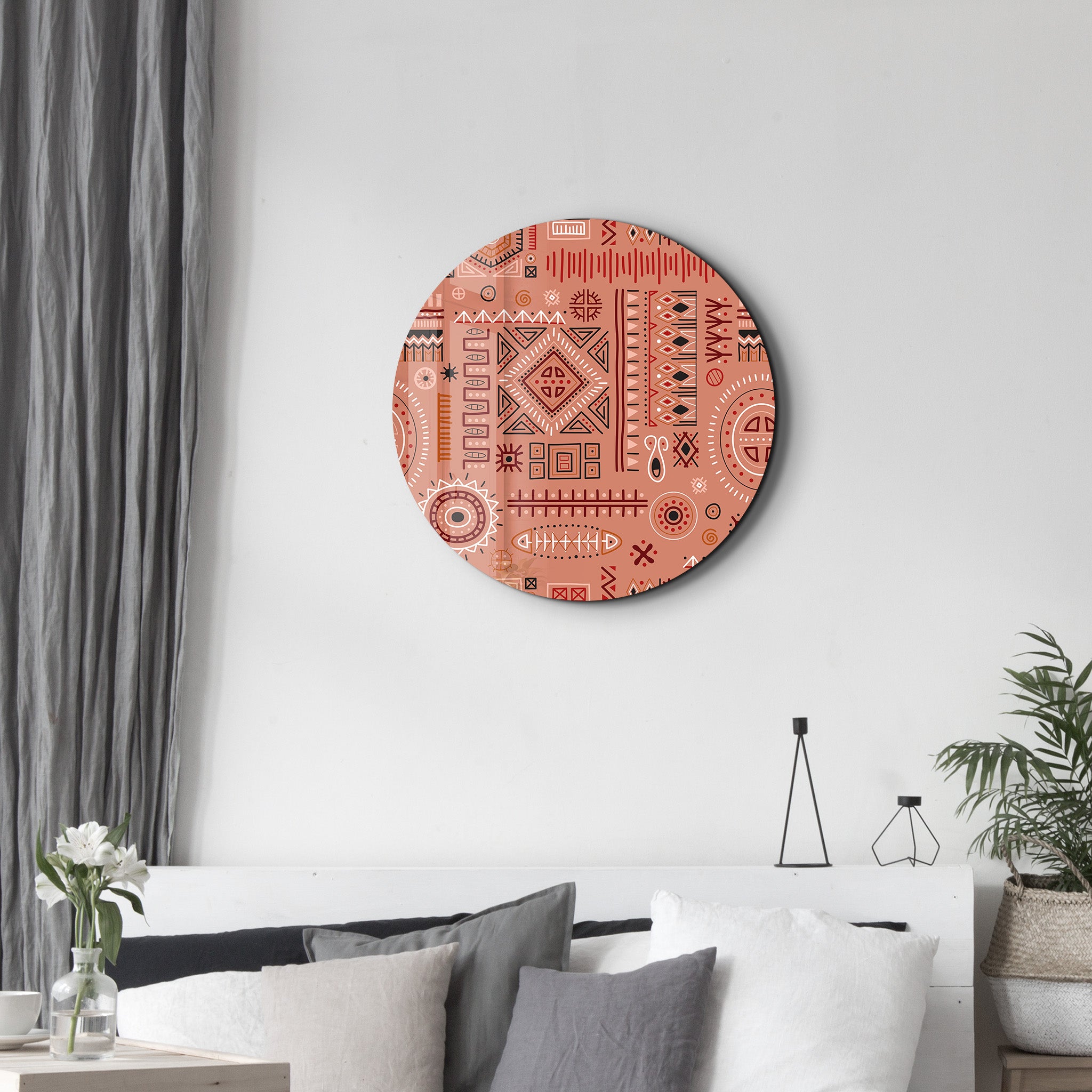 ・"Scandinavian TerraCota"・Rounded Glass Wall Art