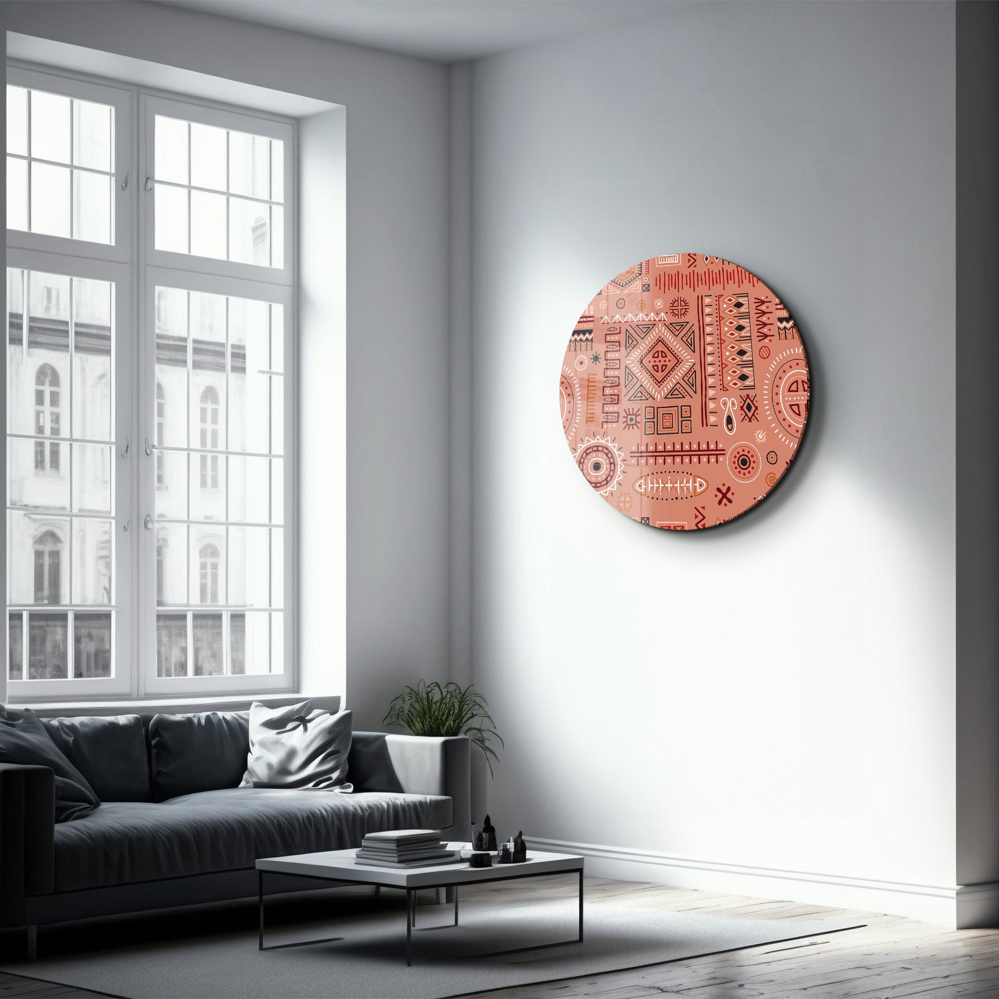 ・"Scandinavian TerraCota"・Rounded Glass Wall Art