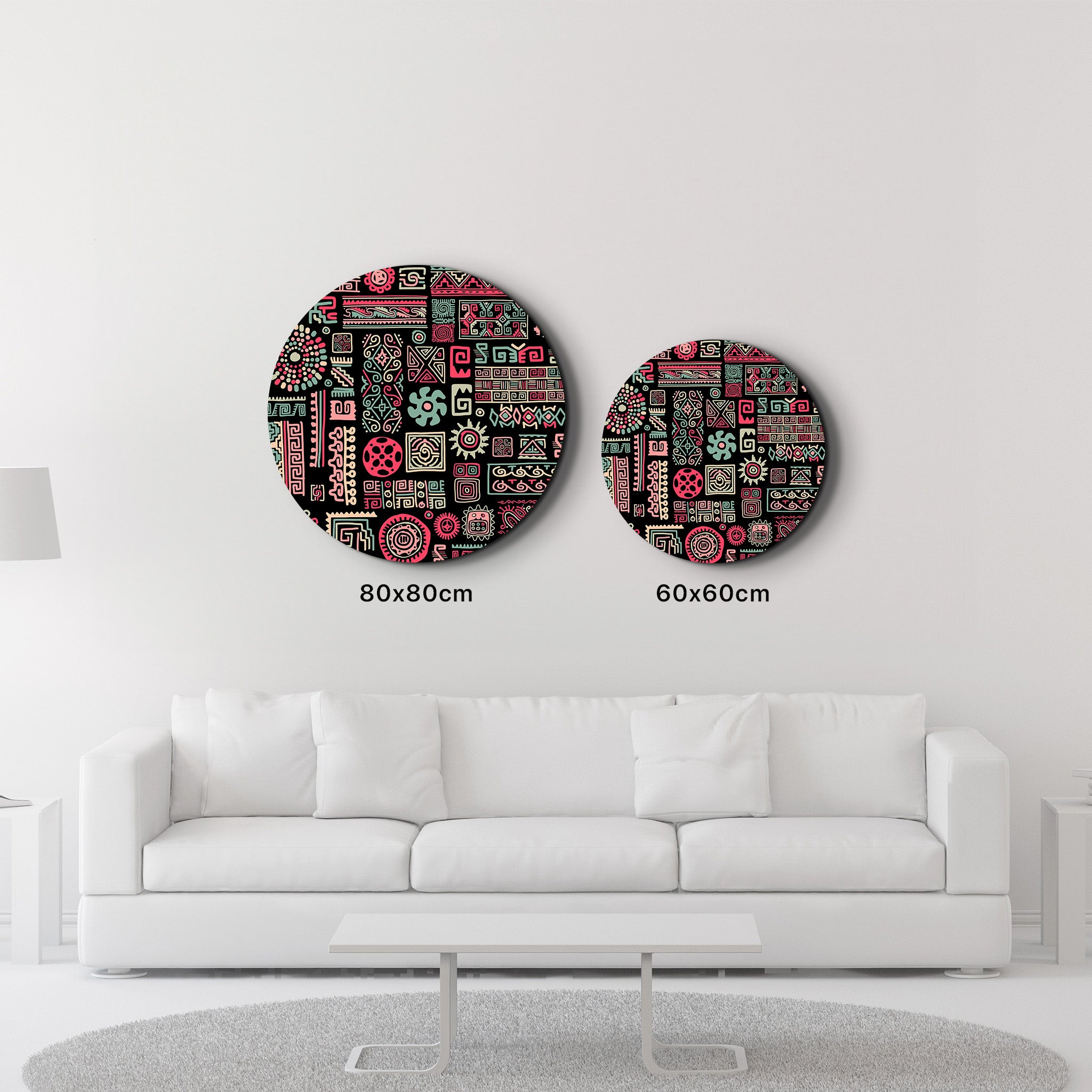 ・"Signs Black Pink"・Rounded Glass Wall Art