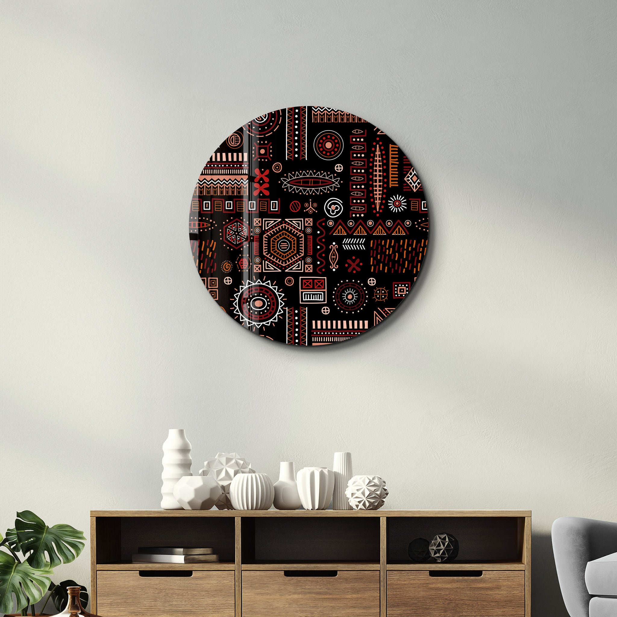 ・"Scandinavian Black"・Rounded Glass Wall Art