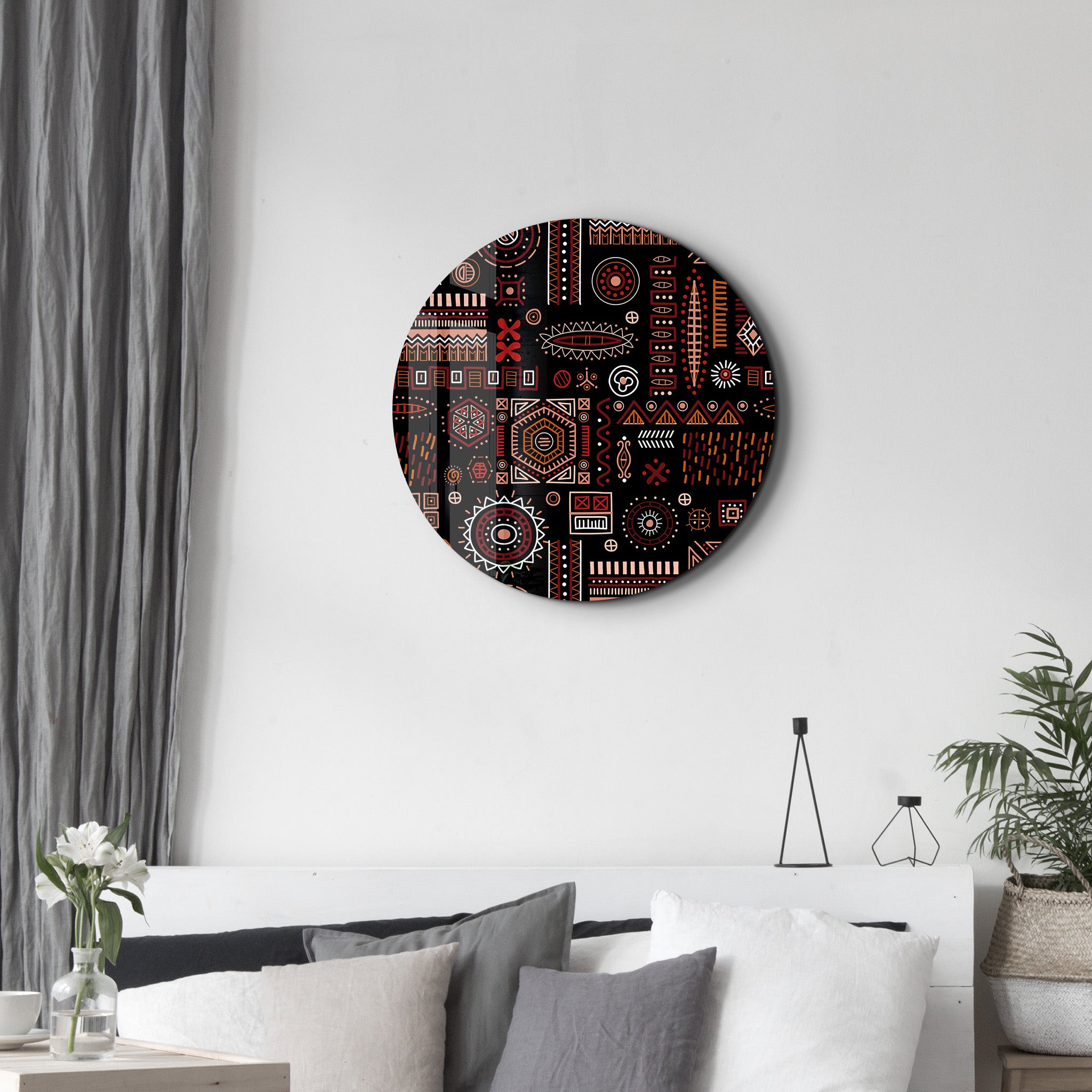 ・"Scandinavian Black"・Rounded Glass Wall Art